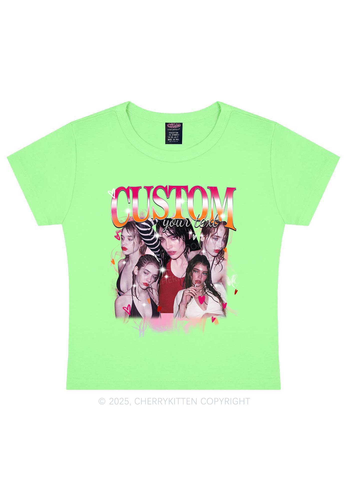 Custom Lesbian Text Pride Y2K Baby Tee Cherrykitten