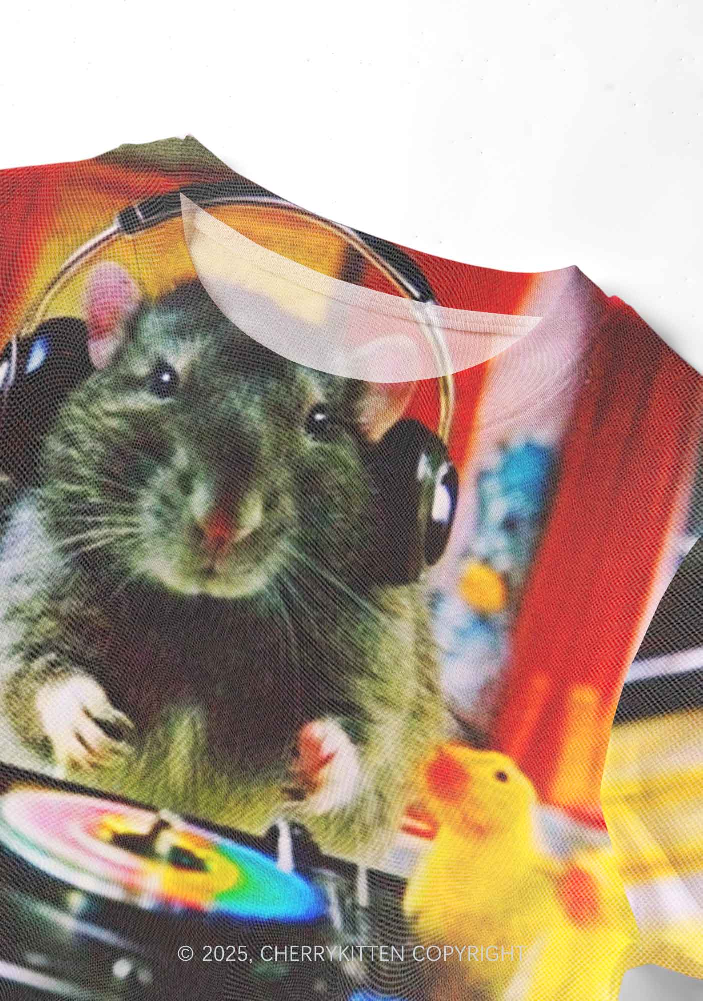 DJ Rat Duck Y2K Mesh Crop Top Cherrykitten