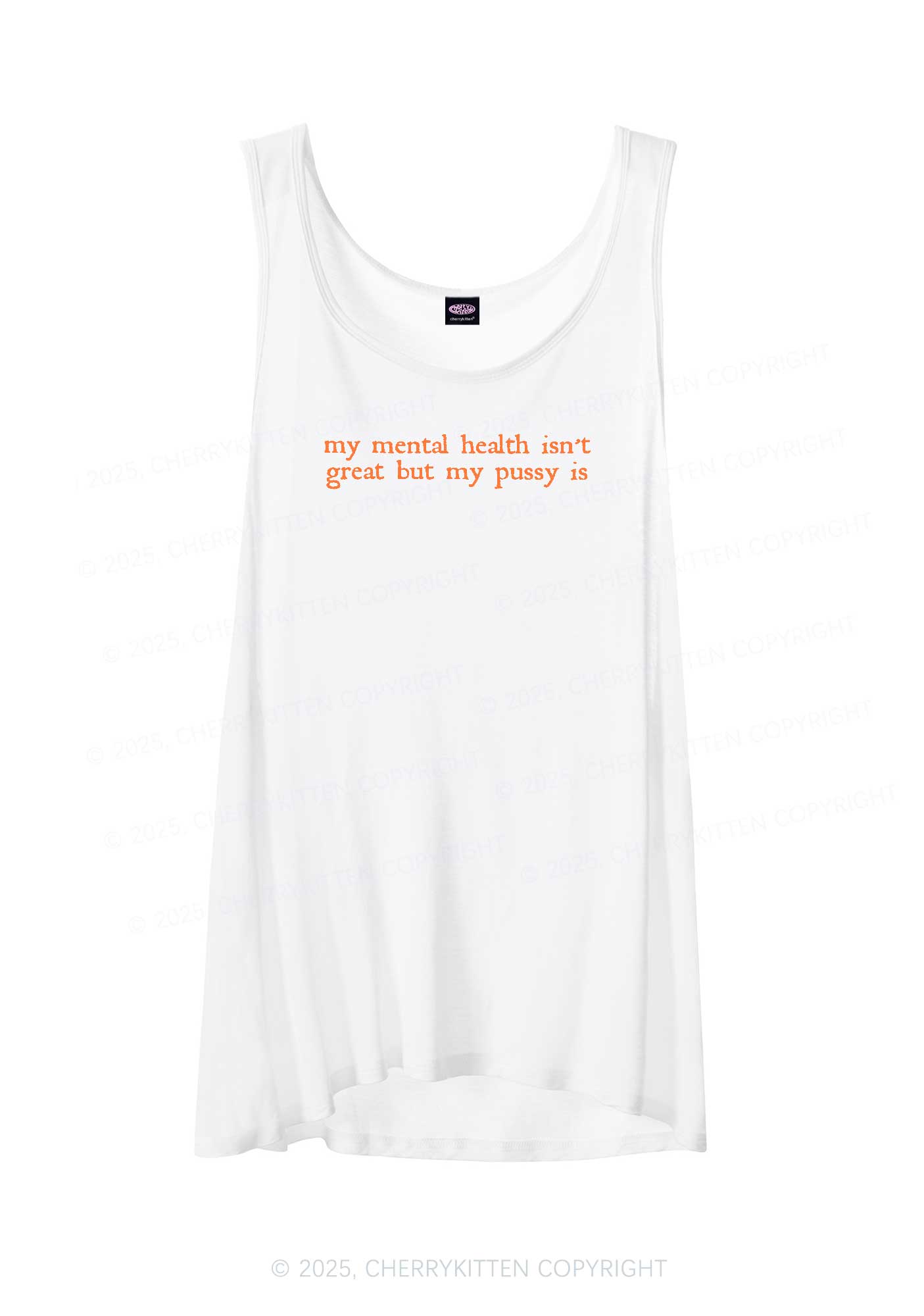 Great Mental Health Y2K Sheer Boyfriend Tank Cherrykitten