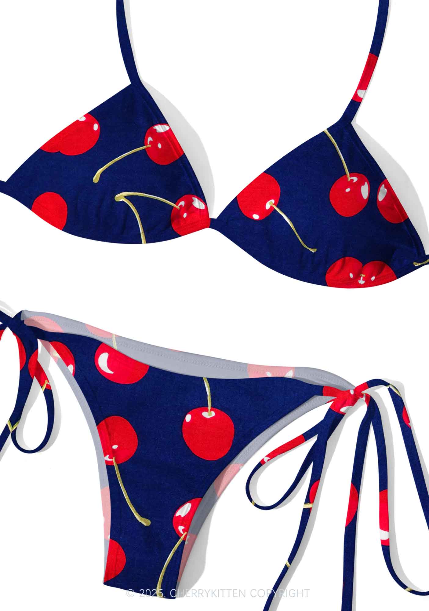 Dark Cherry Y2K Print Bikini Set Cherrykitten