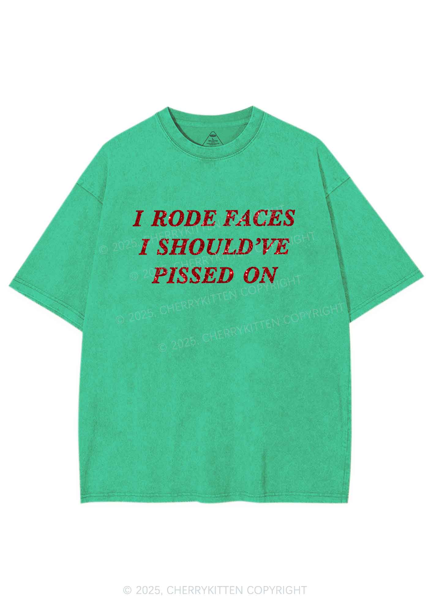 Glitter I Rode Faces Y2K Shirts Washed Tee Cherrykitten