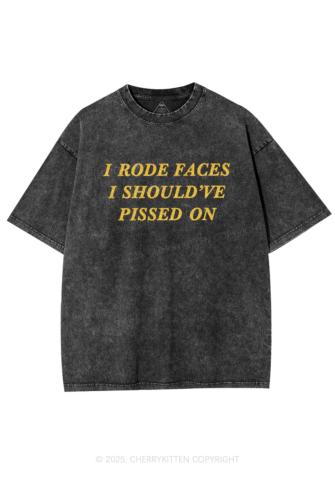 Glitter I Rode Faces Y2K Shirts Washed Tee Cherrykitten