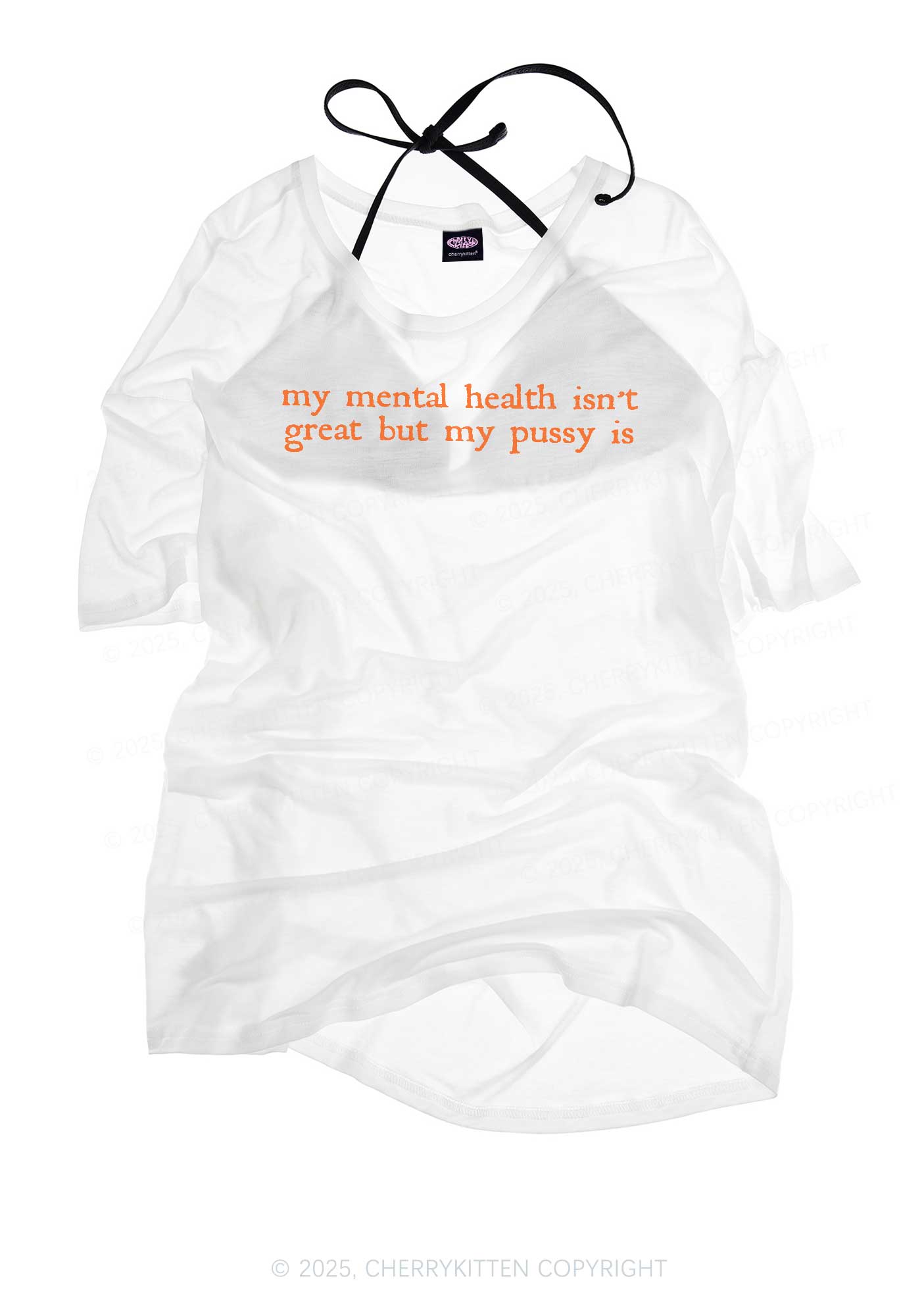Great Mental Health Y2K Sheer Boyfriend Tee Cherrykitten