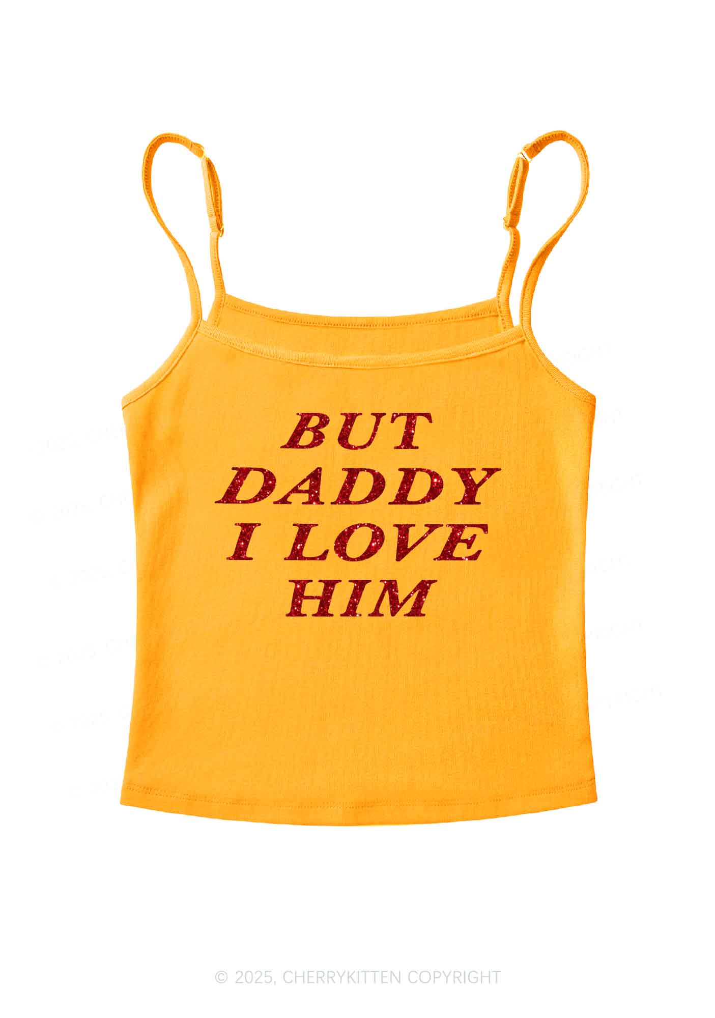 Glitter But Daddy I Love Him Y2K Spaghetti Strap Cami Cherrykitten