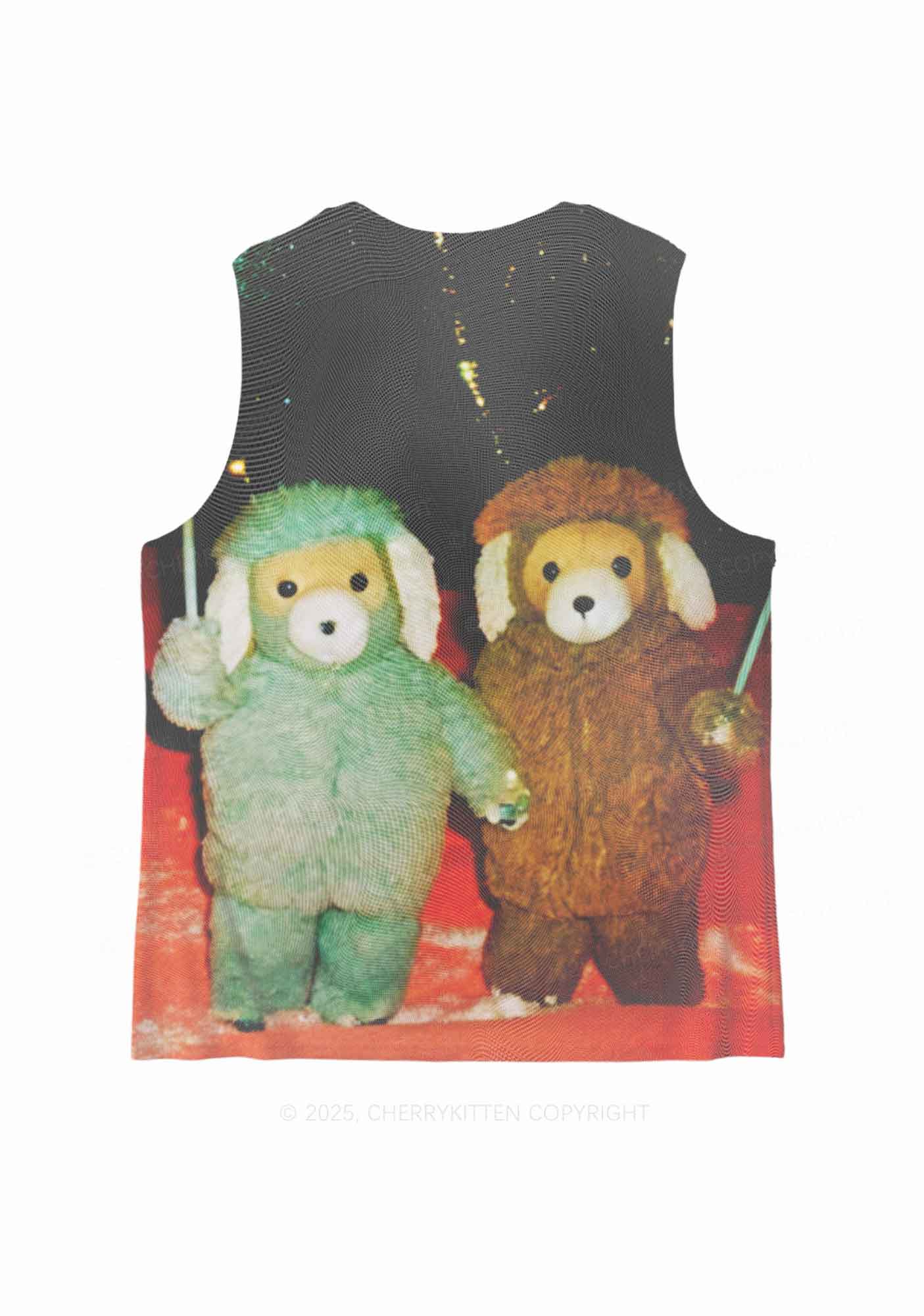 Bear Friends Y2K Mesh Muscle Tank Cherrykitten