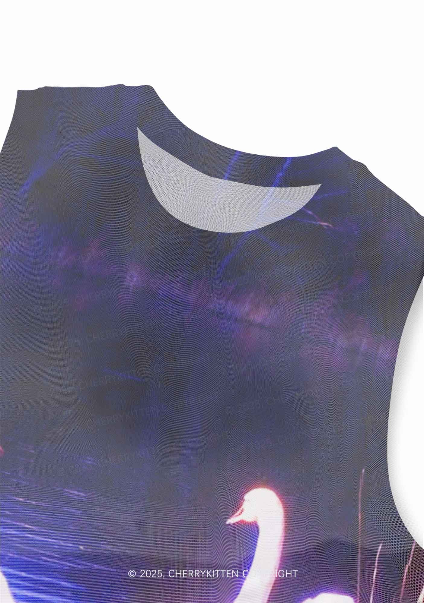 Swans on Water Y2K Mesh Muscle Tank Cherrykitten