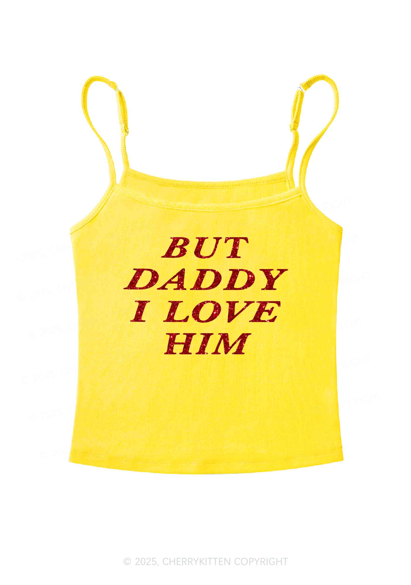 Glitter But Daddy I Love Him Y2K Spaghetti Strap Cami Cherrykitten