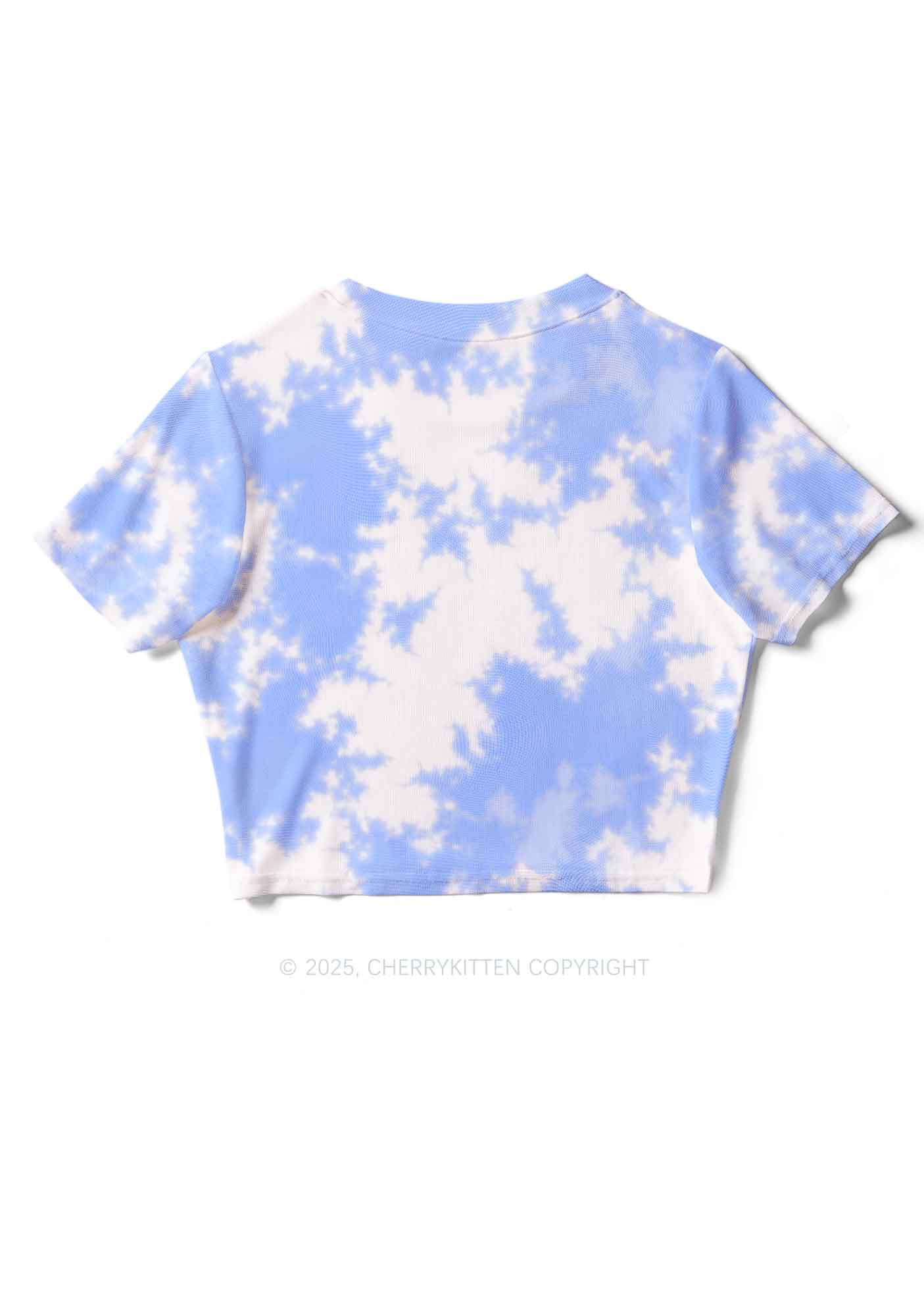 Blue Sky White Clouds Y2K Mesh Crop Top Cherrykitten
