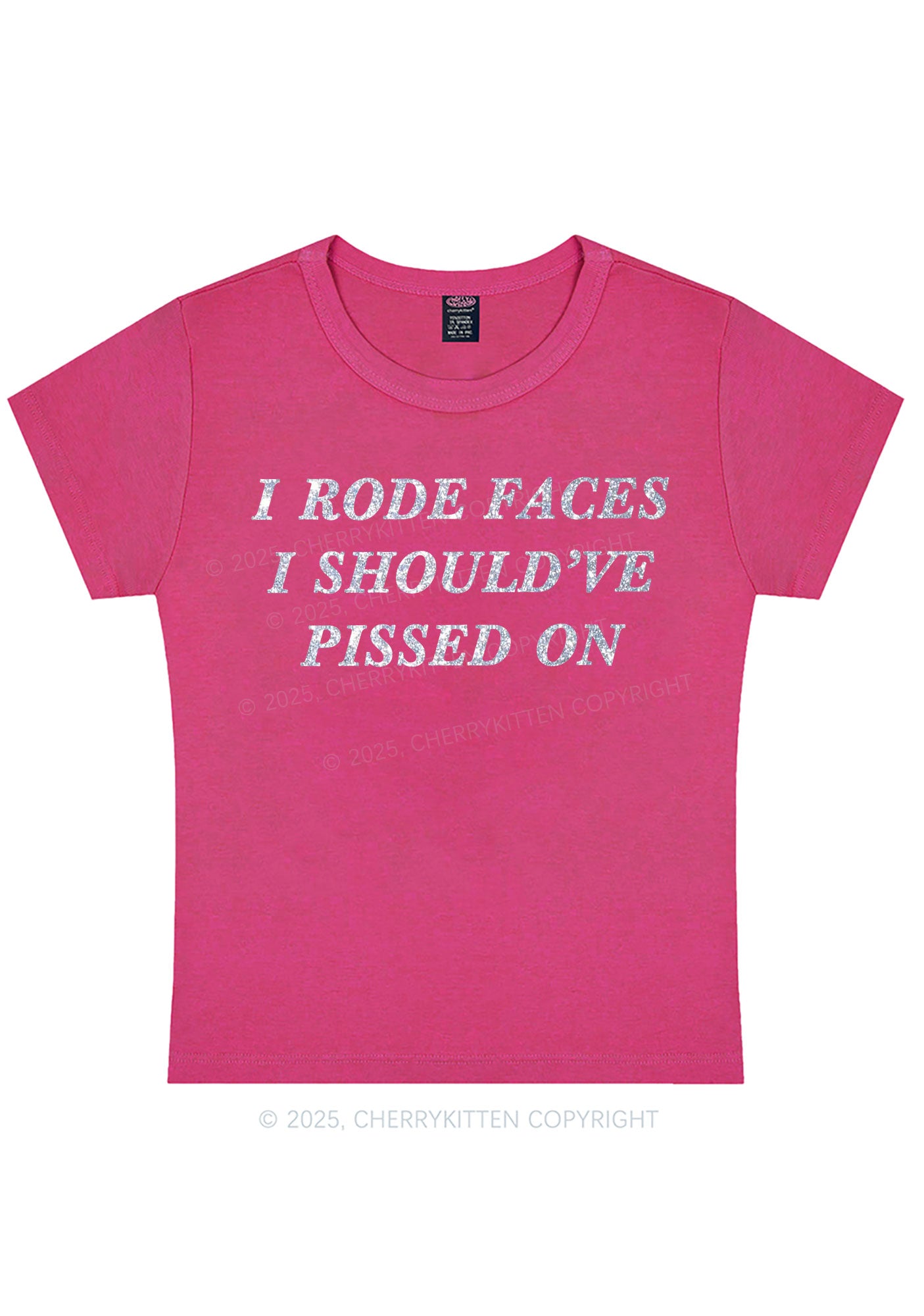 Glitter I Rode Faces Y2K Baby Tee Cherrykitten
