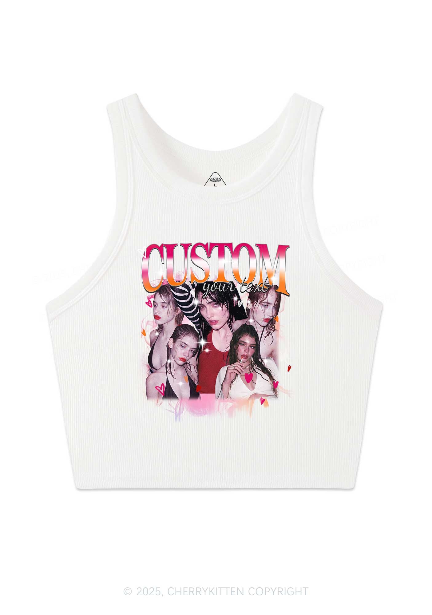 Custom Lesbian Text Pride Y2K Crop Tank Top Cherrykitten