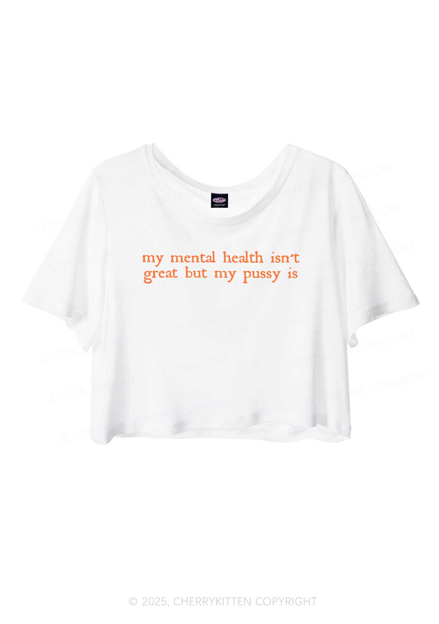 Great Mental Health Y2K Sheer Crop Tee Cherrykitten