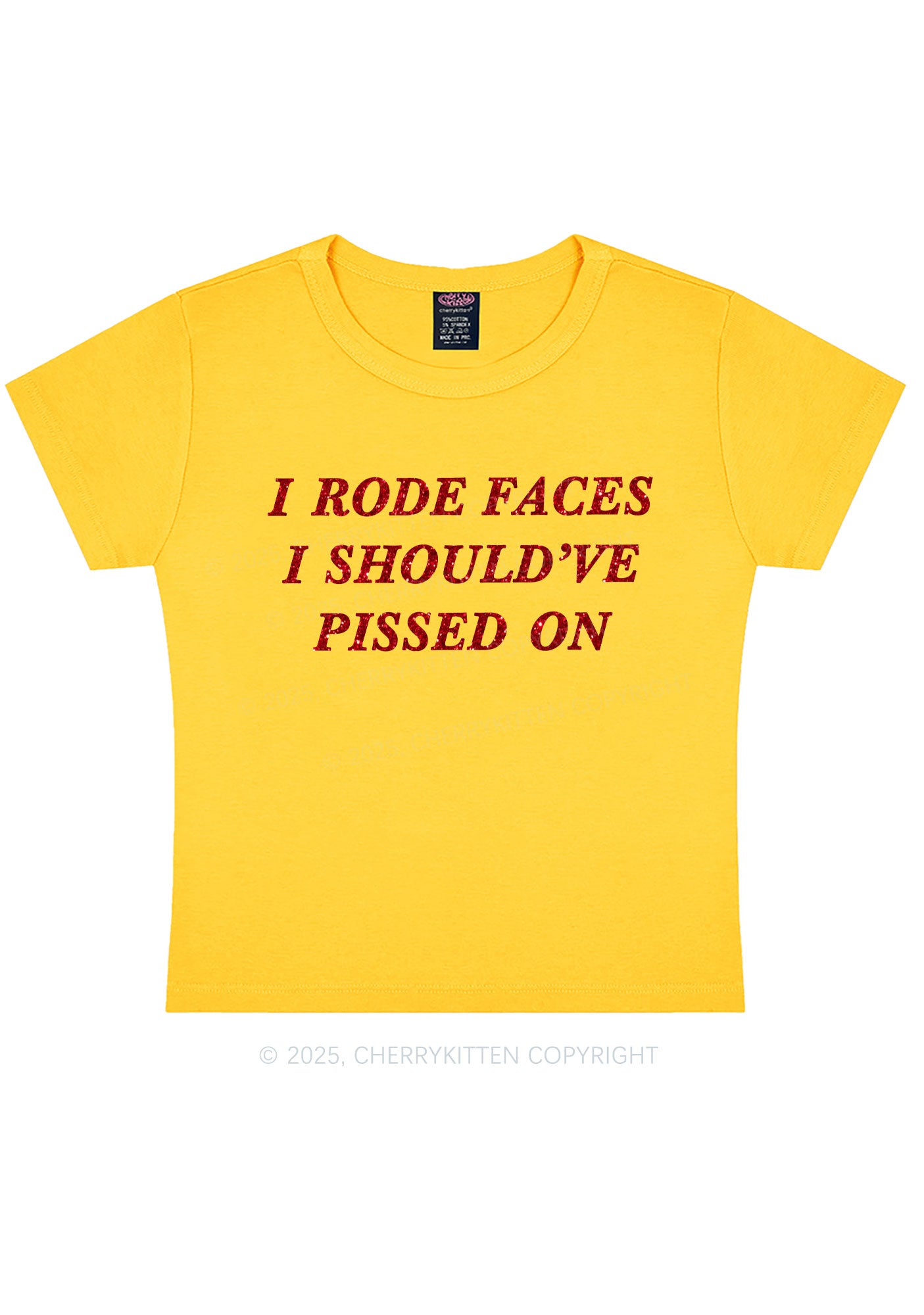 Glitter I Rode Faces Y2K Baby Tee Cherrykitten