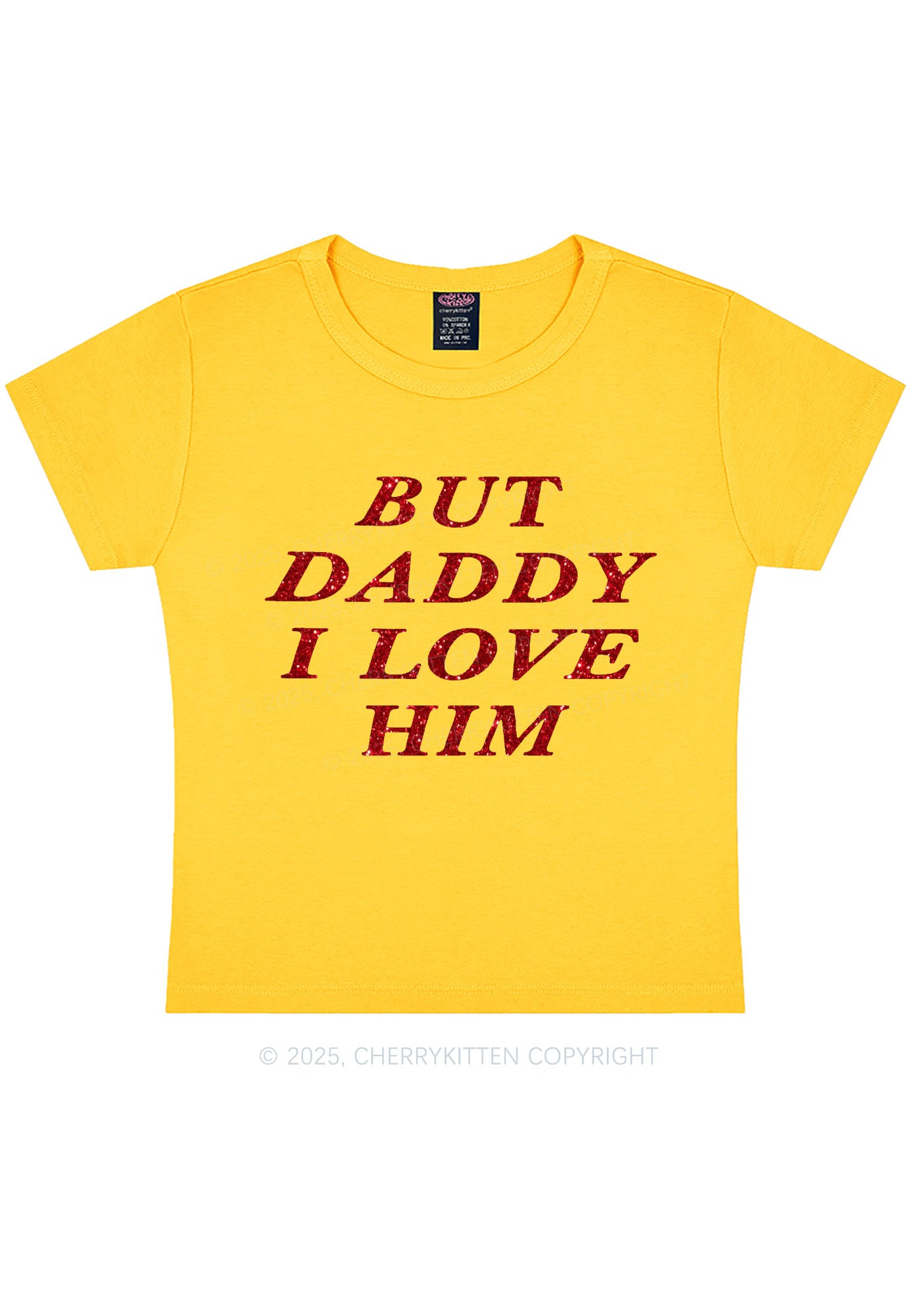 Glitter But Daddy I Love Him Y2K Baby Tee Cherrykitten
