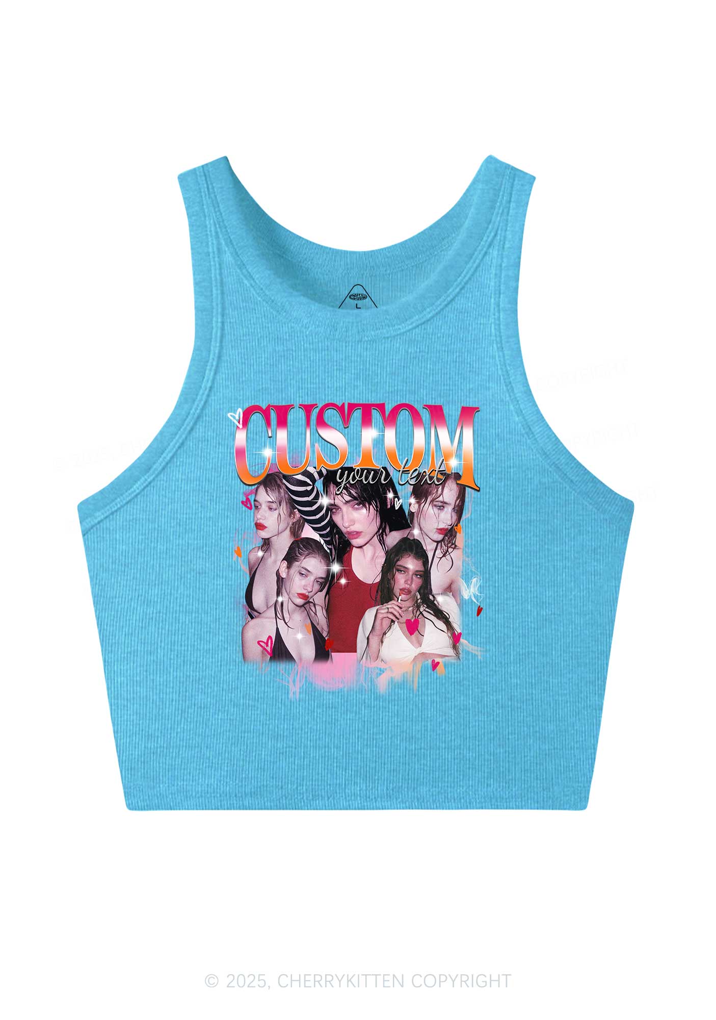 Custom Lesbian Text Pride Y2K Crop Tank Top Cherrykitten