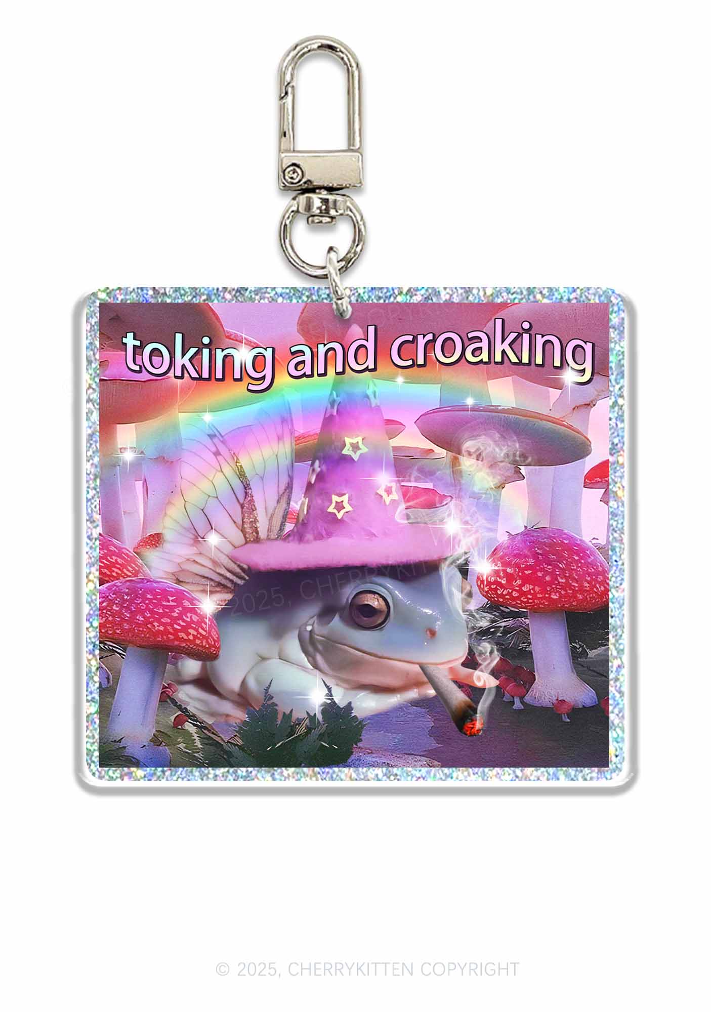 Toking Croaking Frog 1Pc Y2K Glitter Keychain Cherrykitten