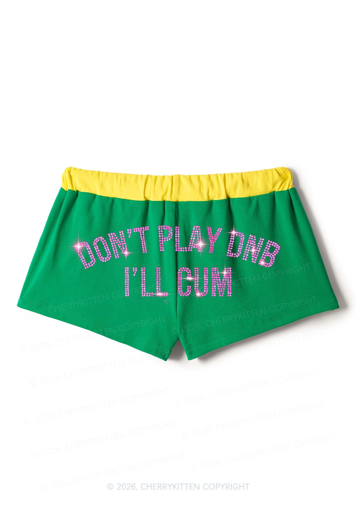 Rhinestone Dont Play DNB Y2K Drawstring Mini Shorts Cherrykitten