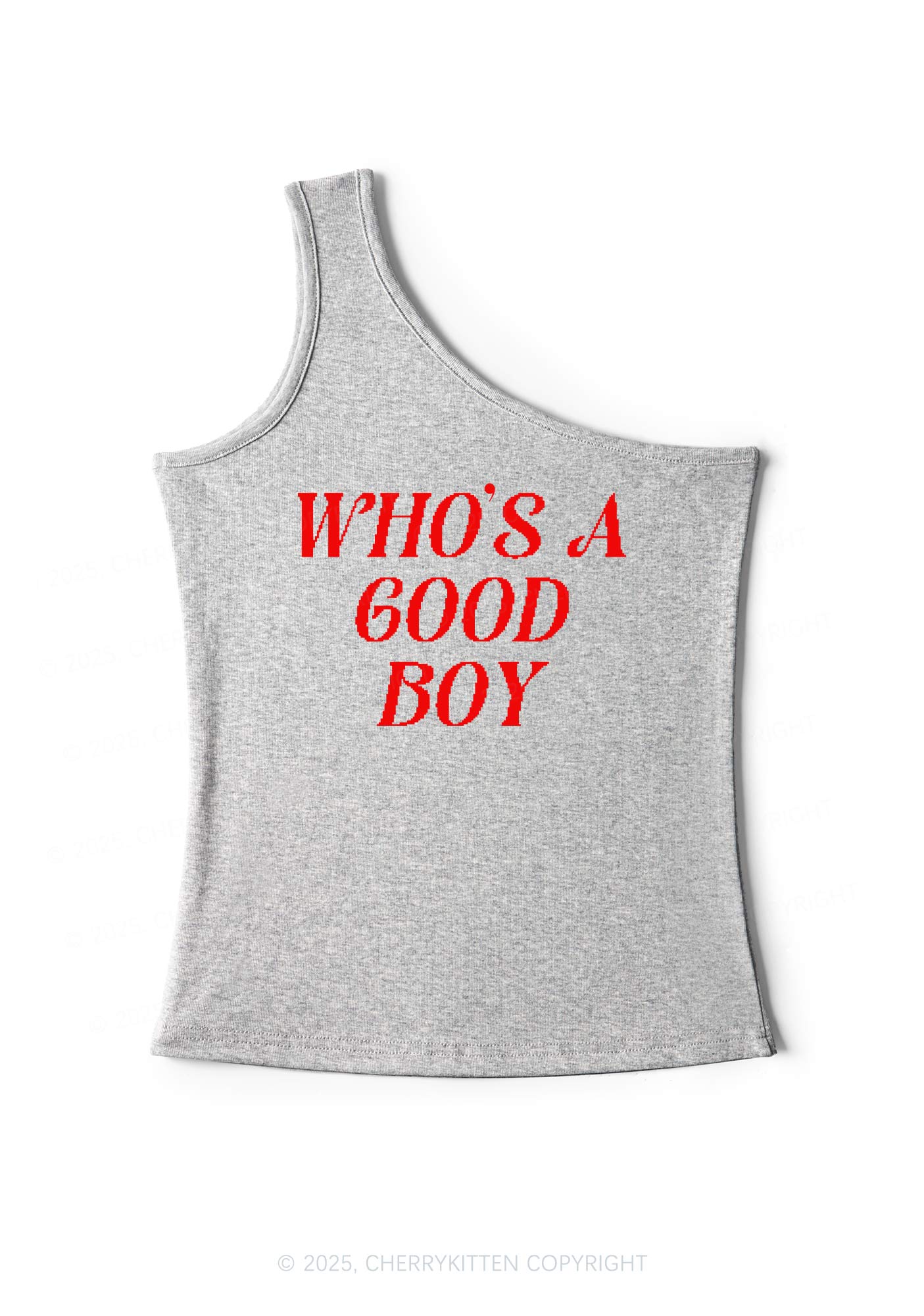 Whos A Good Boy Y2K One Shoulder Tank Top Cherrykitten
