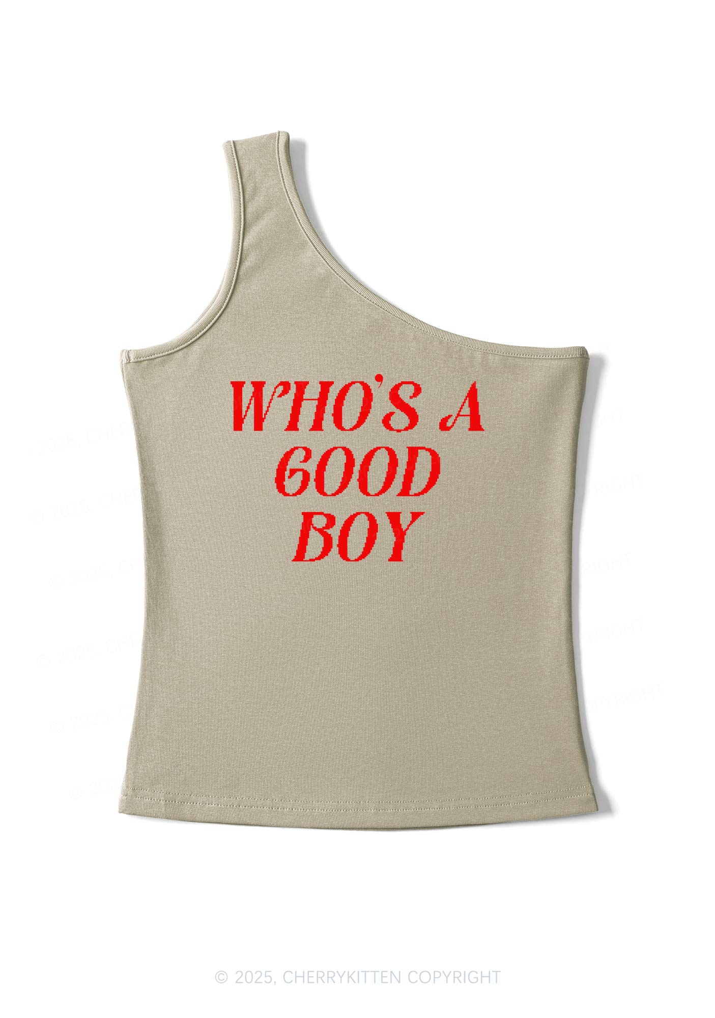 Whos A Good Boy Y2K One Shoulder Tank Top Cherrykitten
