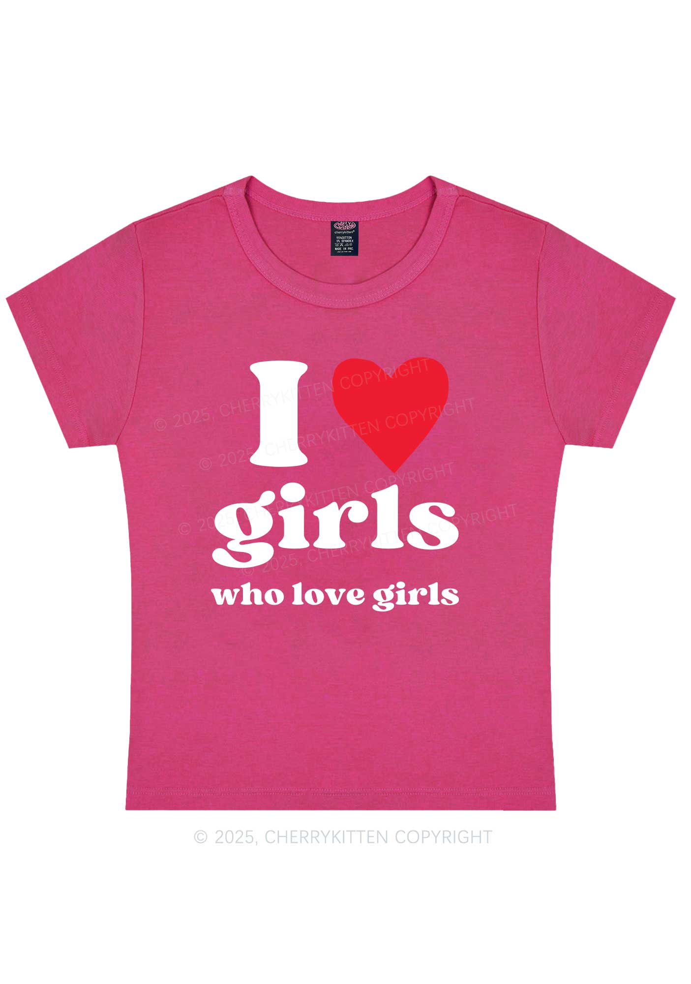 Girls Love Girls Pride Y2K Baby Tee Cherrykitten