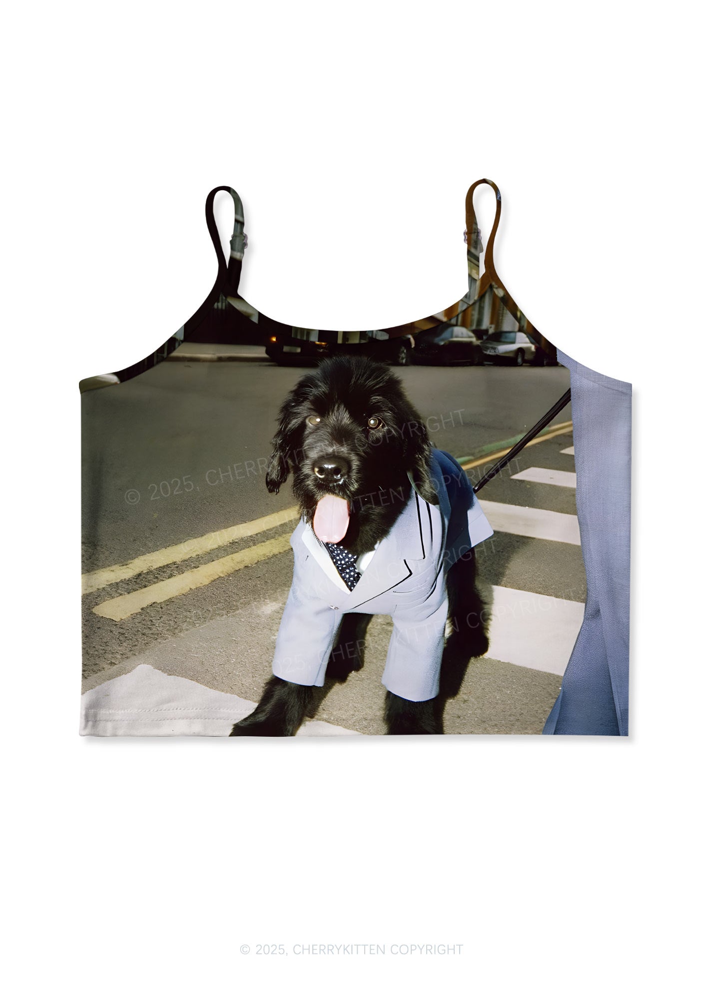 Suit Puppy Y2K Print Cami Crop Top Cherrykitten