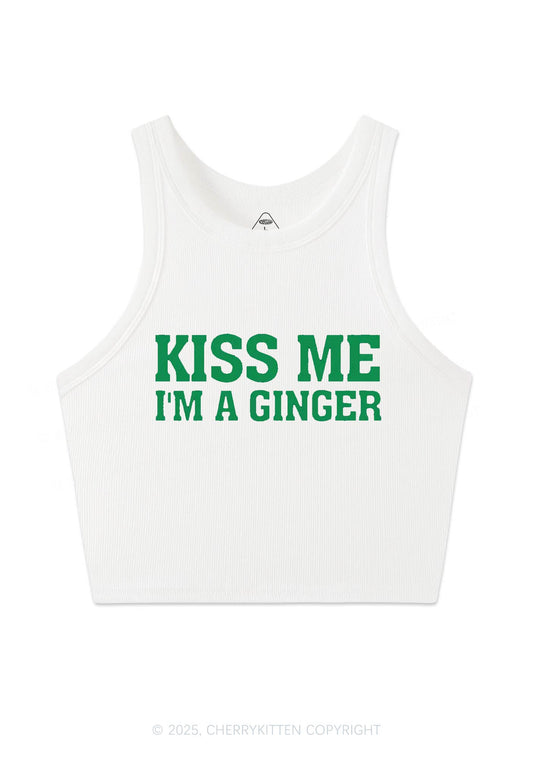 Kiss Me Im Ginger St Patricks Y2K Crop Tank Top Cherrykitten
