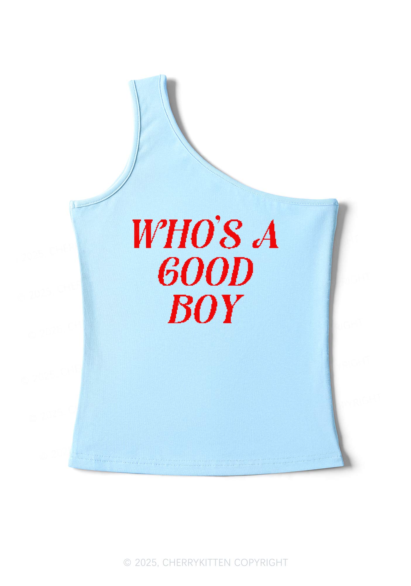 Whos A Good Boy Y2K One Shoulder Tank Top Cherrykitten