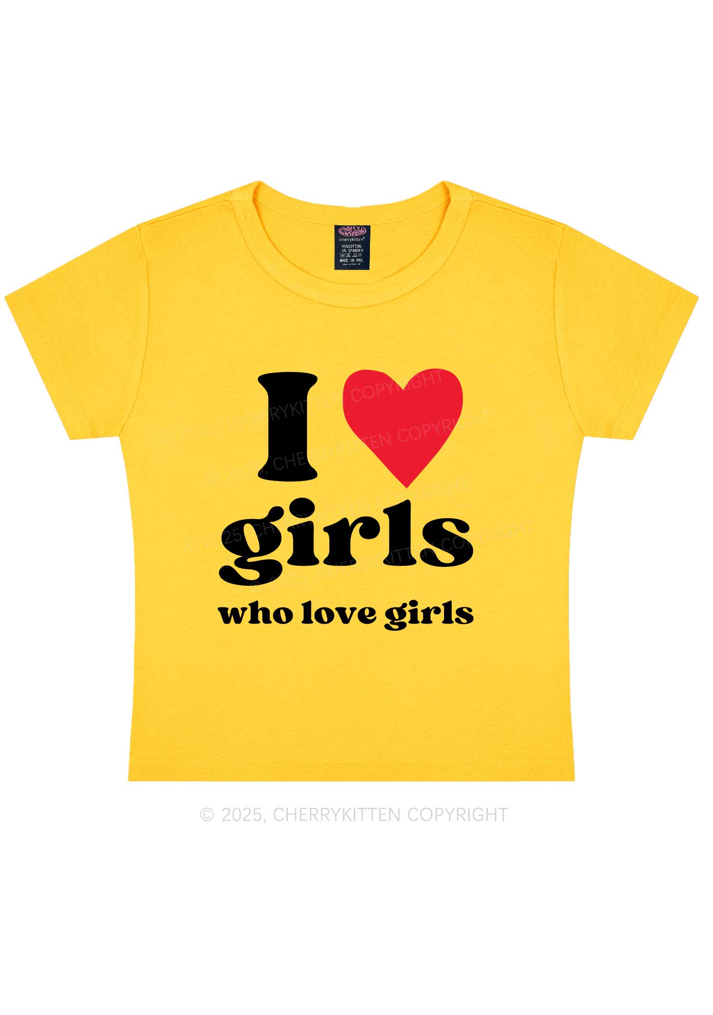 Girls Love Girls Pride Y2K Baby Tee Cherrykitten
