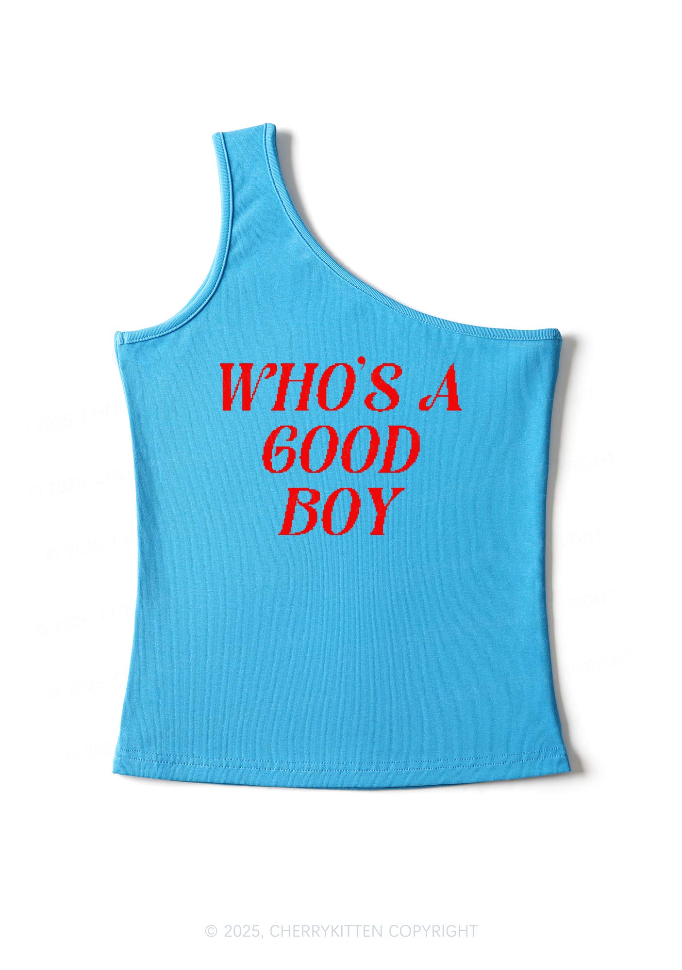 Whos A Good Boy Y2K One Shoulder Tank Top Cherrykitten