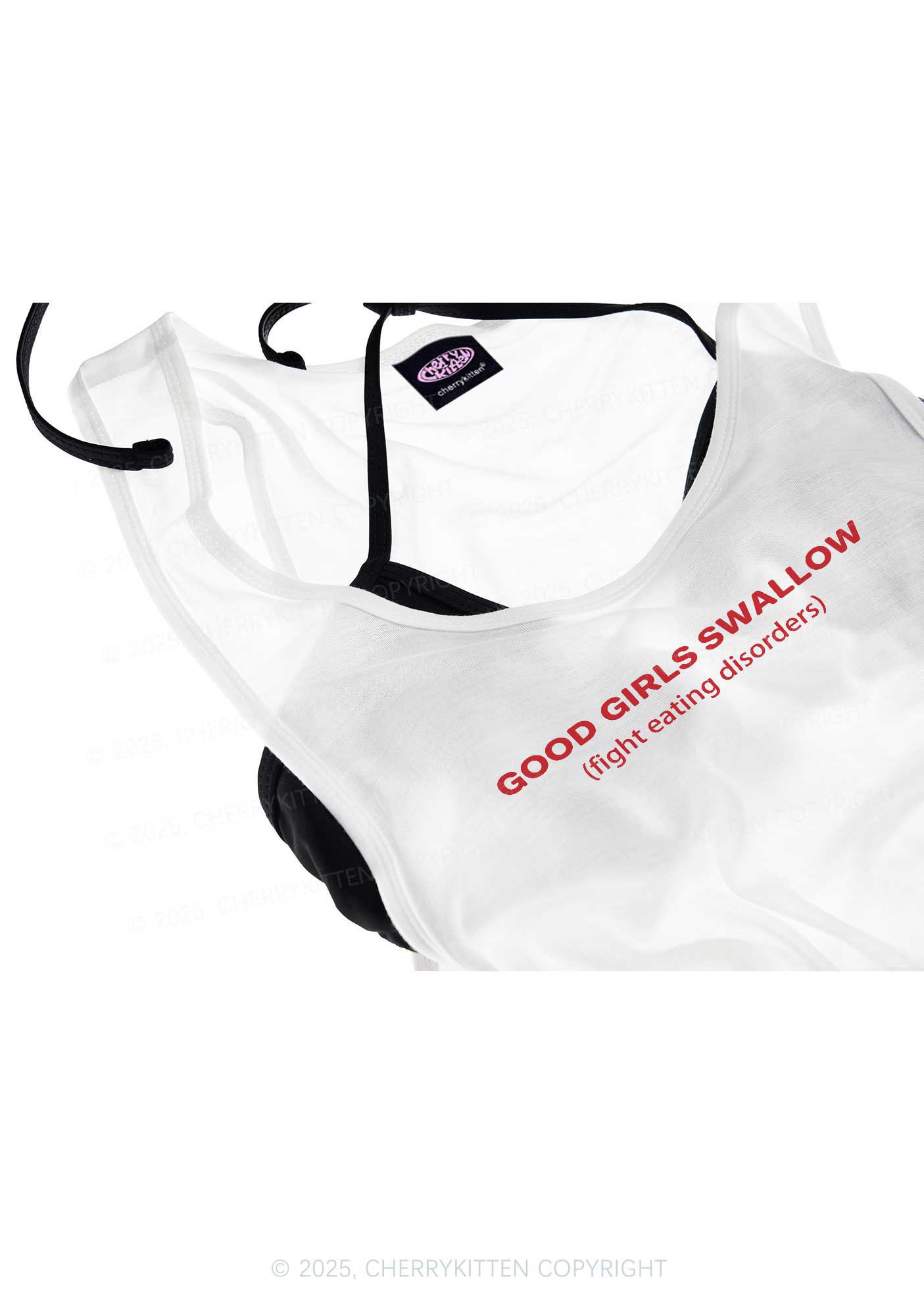 Good Girls Swallow Y2K Sheer Boyfriend Tank Cherrykitten