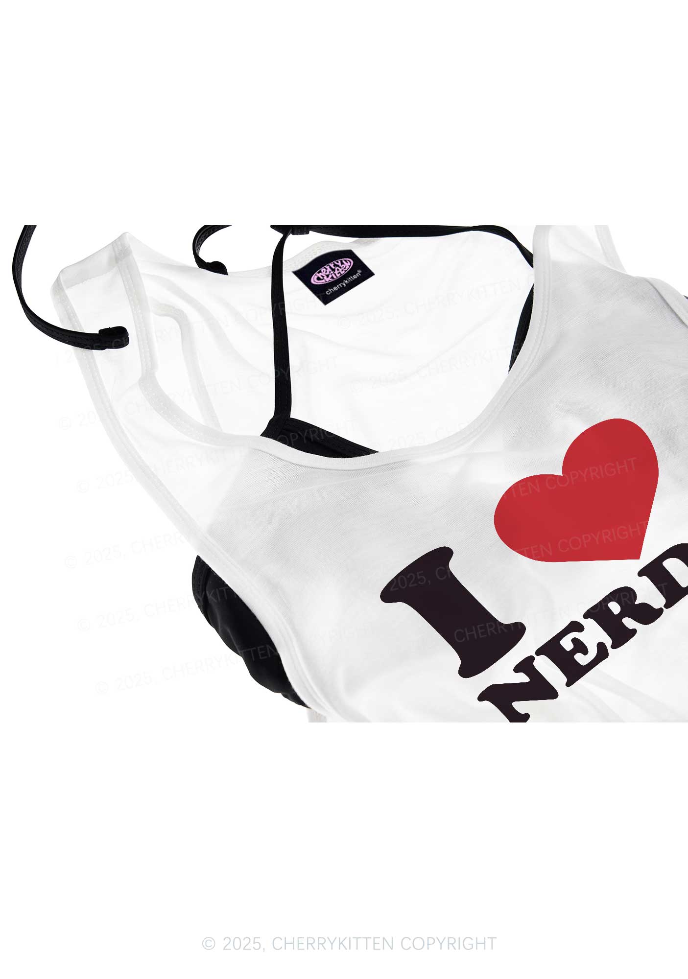 I Love Nerds Y2K Sheer Boyfriend Tank Cherrykitten