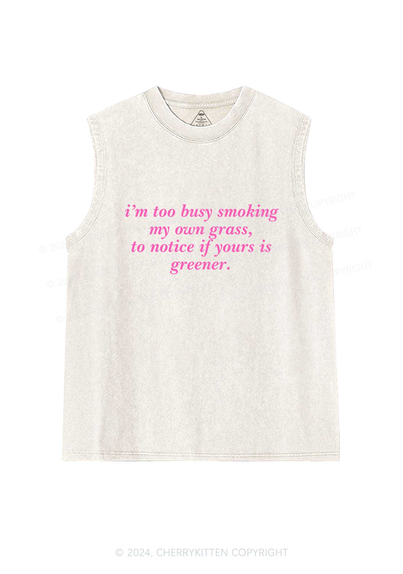 Too Busy Smoking Y2K Washed Tank Cherrykitten