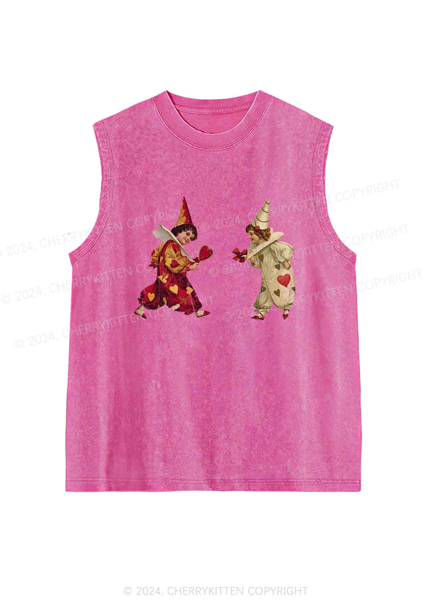Heart Bow Knot Kids Y2K Washed Tank Cherrykitten
