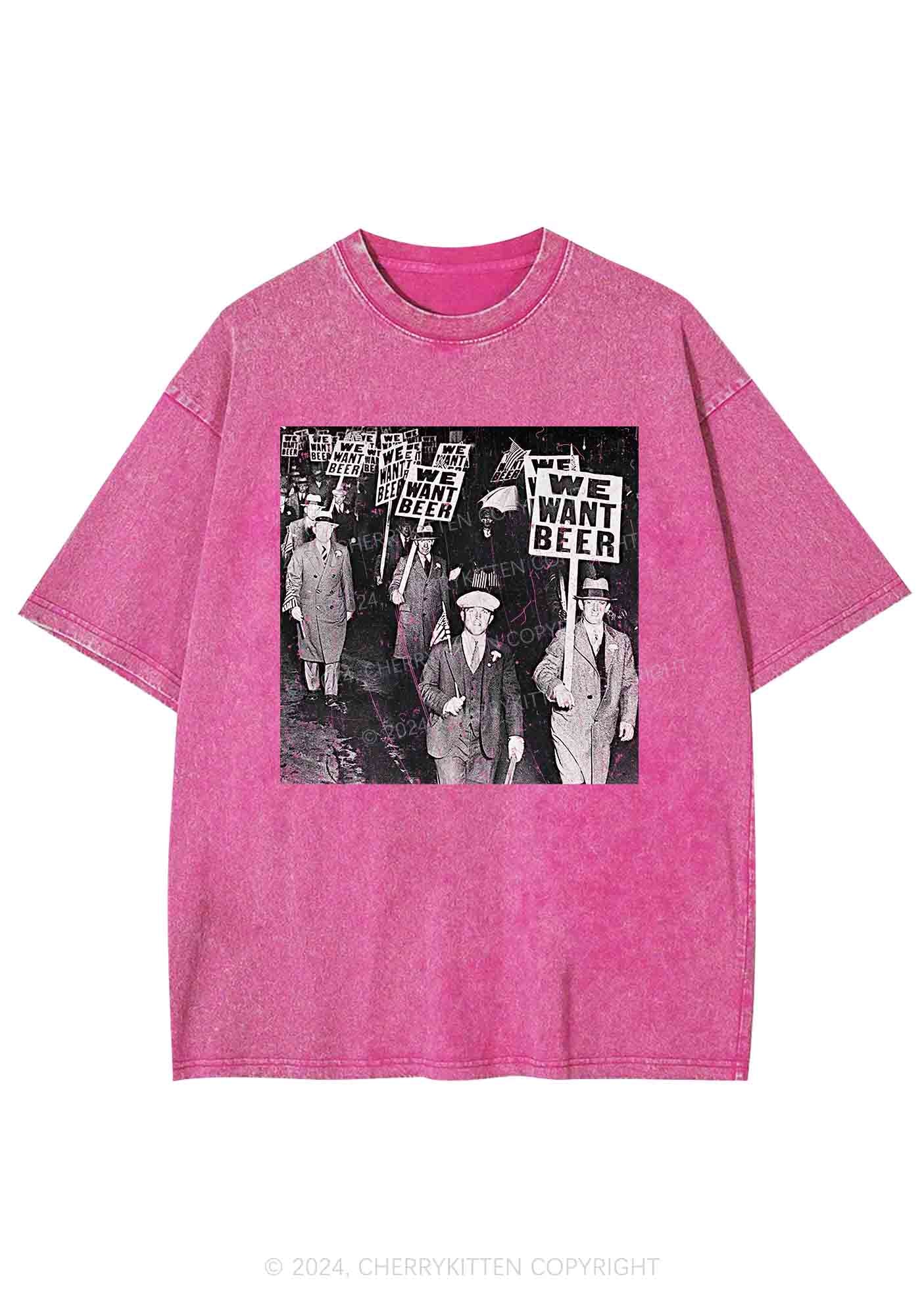 We Want Beer Y2K Washed Tee Cherrykitten