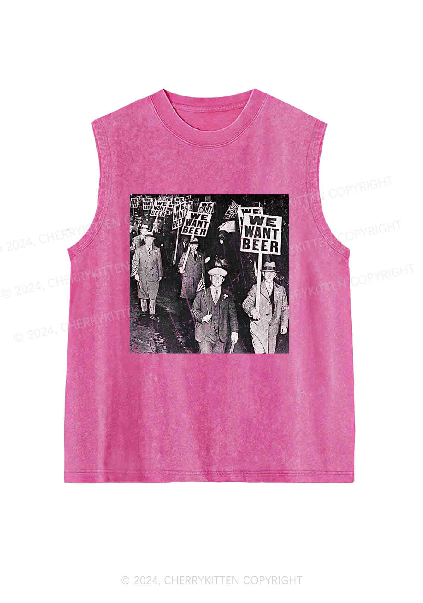 We Want Beer Y2K Washed Tank Cherrykitten