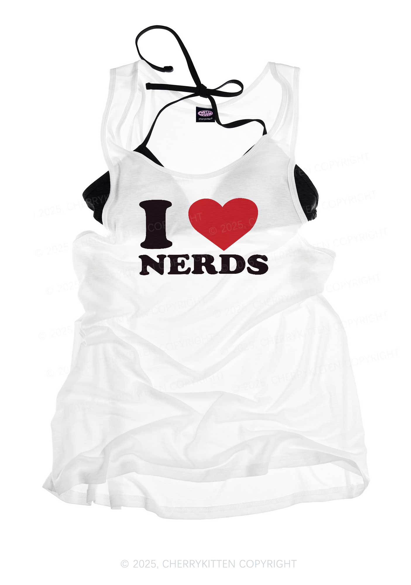 I Love Nerds Y2K Sheer Boyfriend Tank Cherrykitten