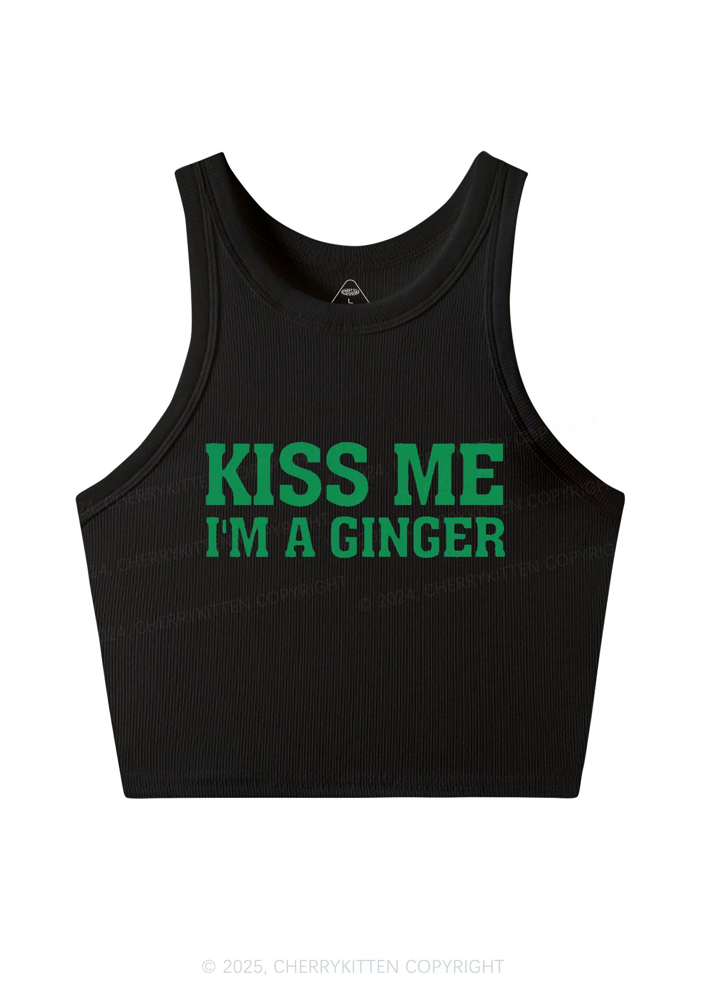 Kiss Me Im Ginger St Patricks Y2K Crop Tank Top Cherrykitten
