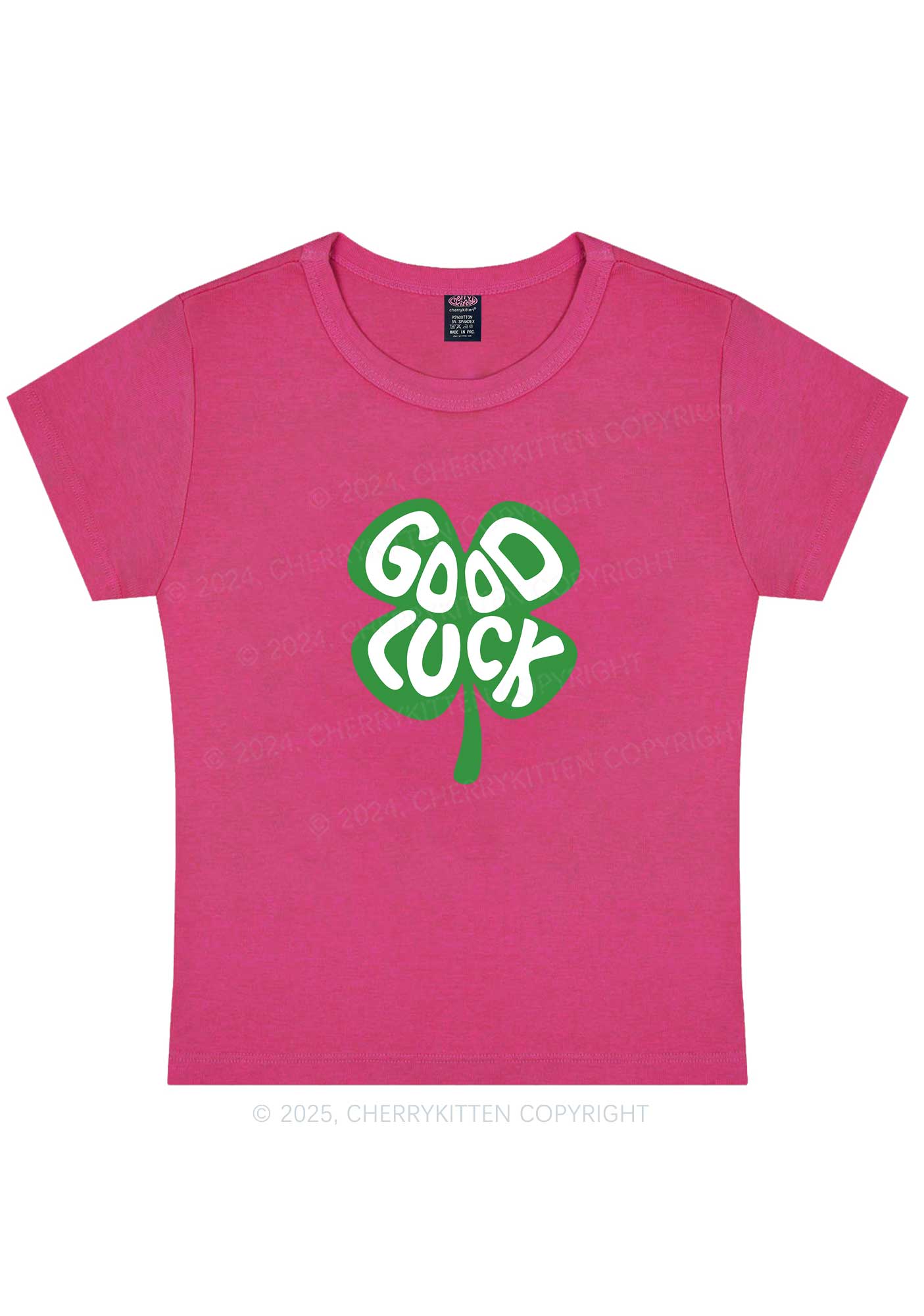Good Luck St Patricks Y2K Baby Tee Cherrykitten