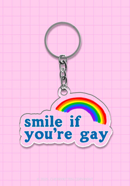 Rainbow Smile If You're Gay Pride 1Pc Y2K Keychain Cherrykitten