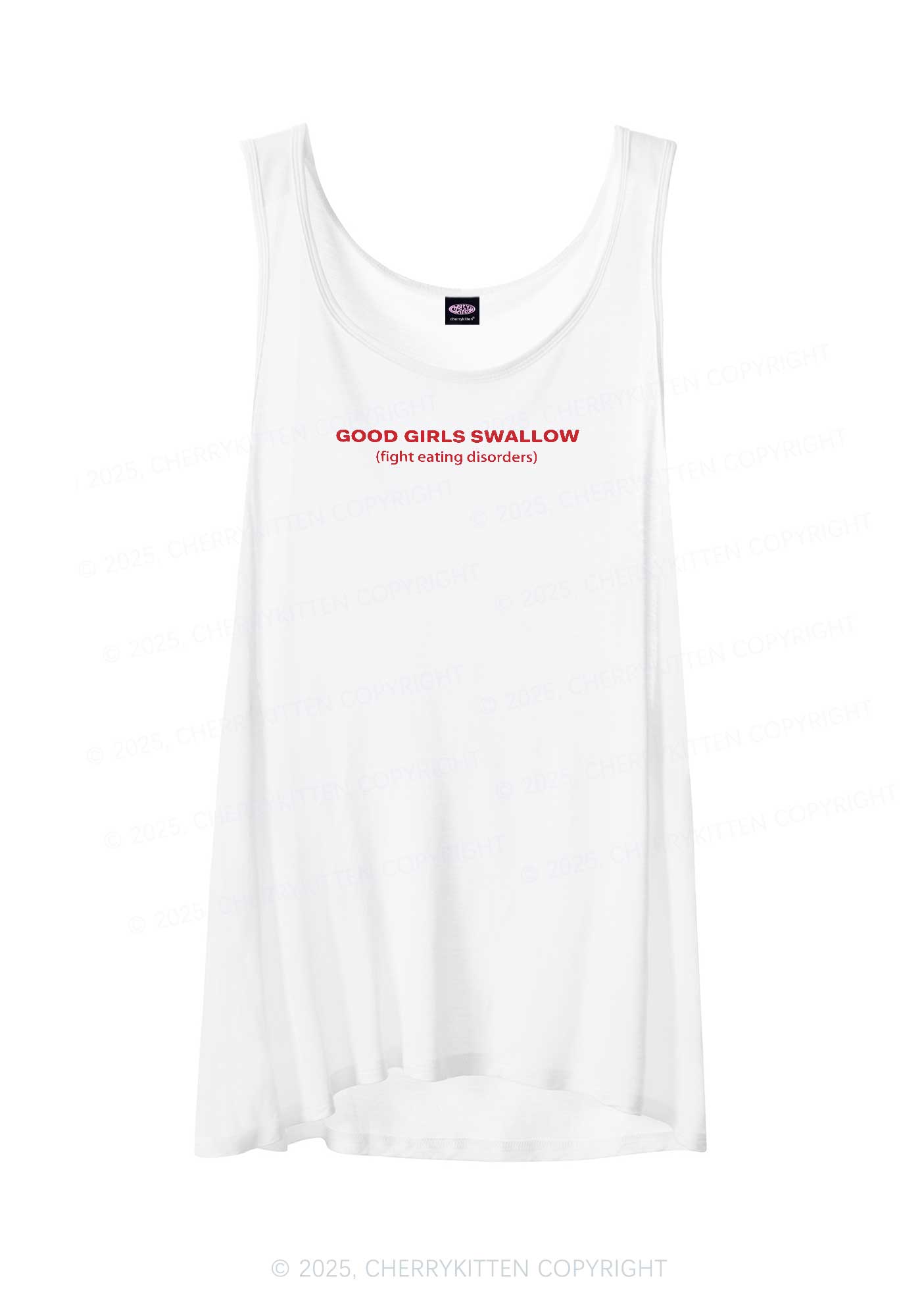 Good Girls Swallow Y2K Sheer Boyfriend Tank Cherrykitten
