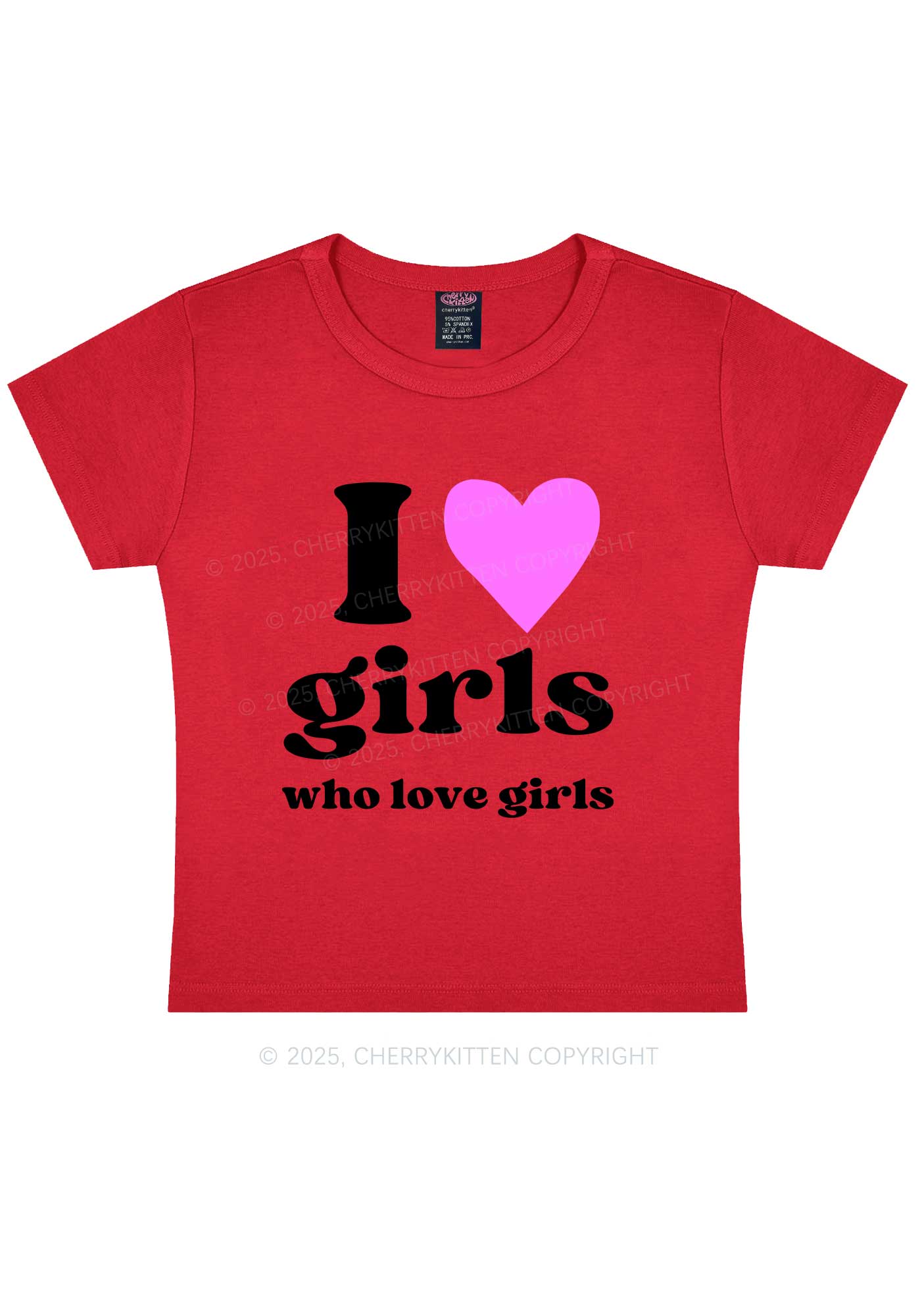 Girls Love Girls Pride Y2K Baby Tee Cherrykitten