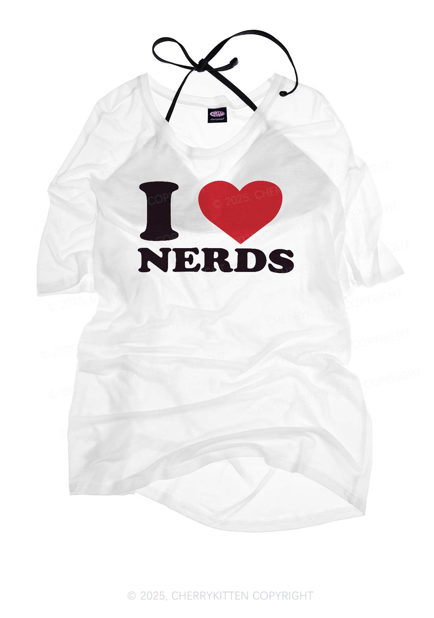 I Love Nerds Y2K Sheer Boyfriend Tee Cherrykitten