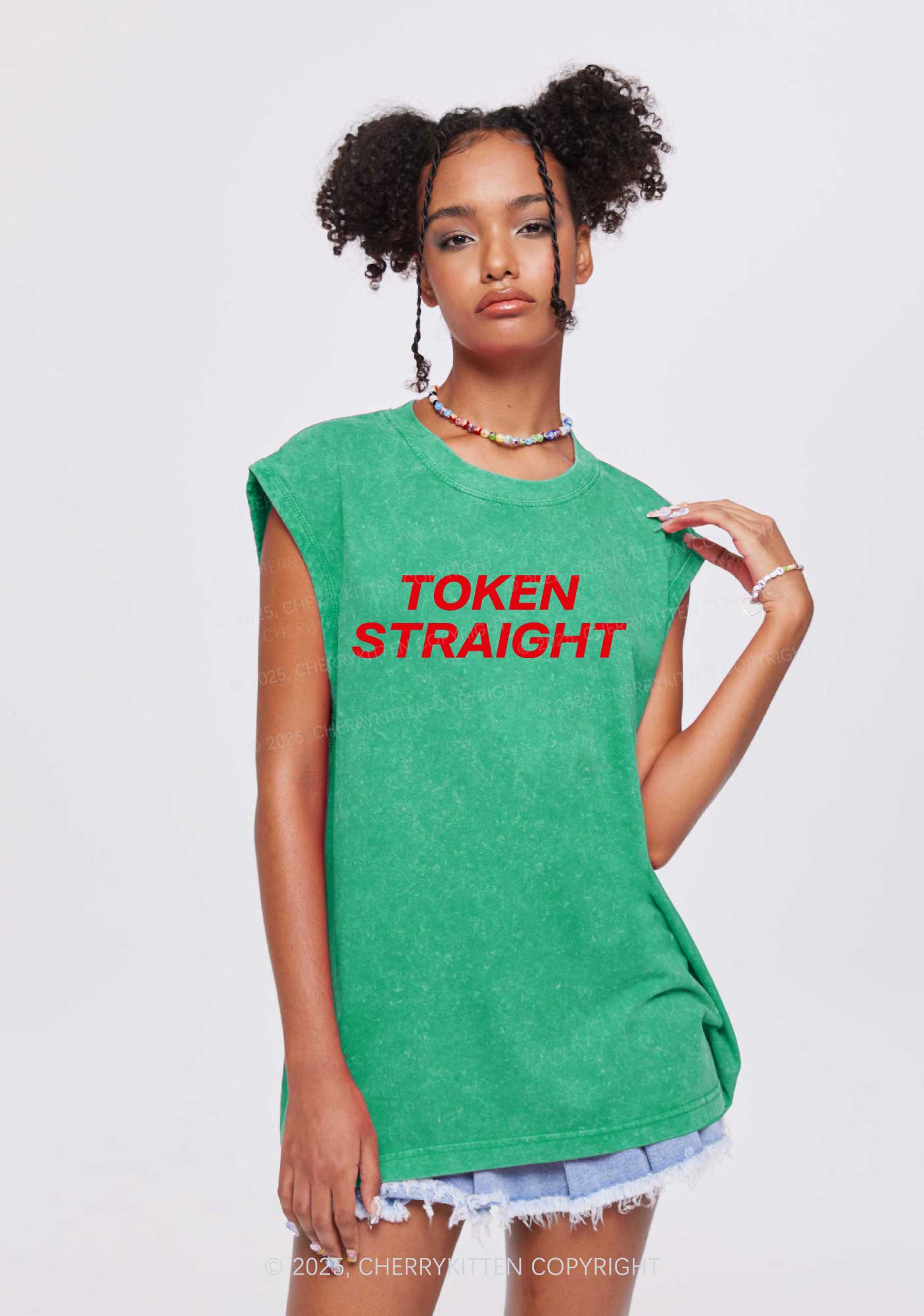 Token Straight Pride Y2K Washed Muscle Tank Cherrykitten