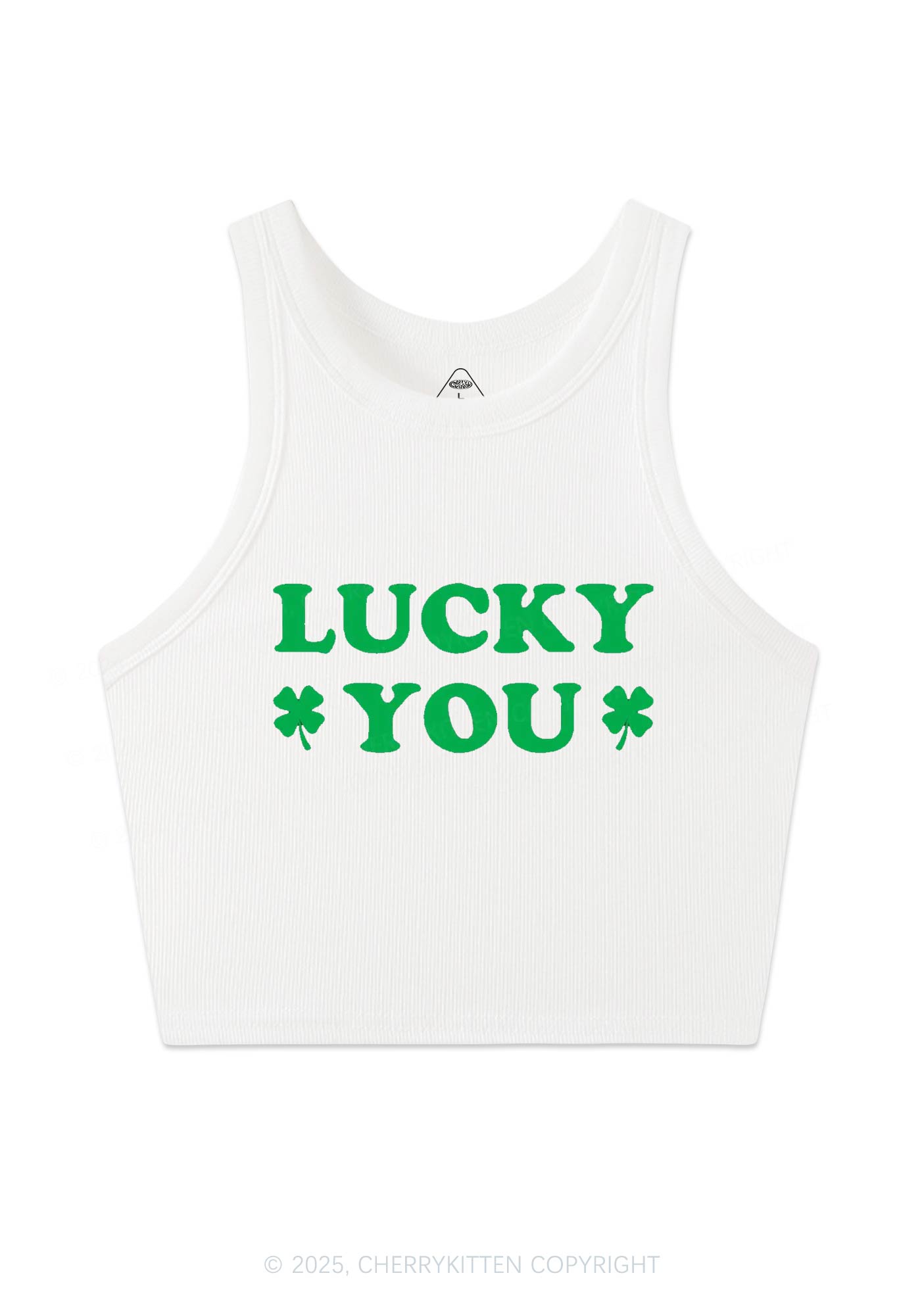 Lucky Green St Patricks Y2K Crop Tank Top Cherrykitten