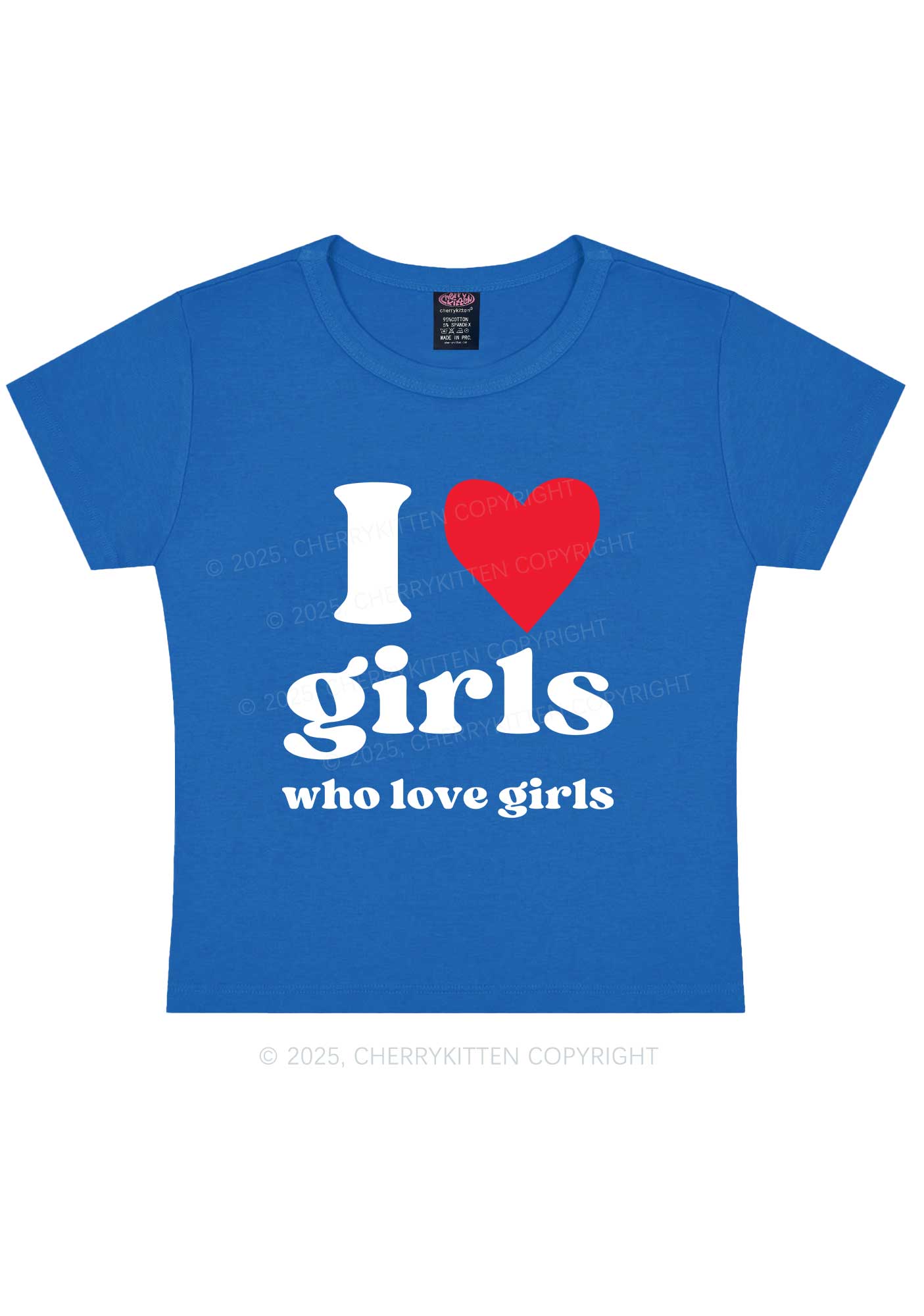 Girls Love Girls Pride Y2K Baby Tee Cherrykitten