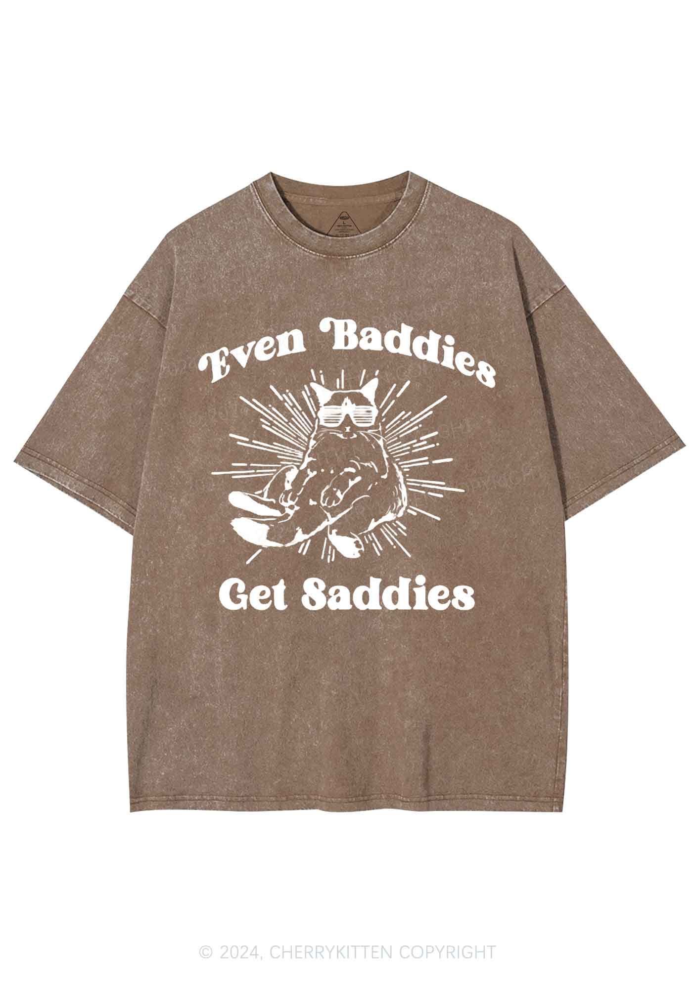Baddies Cat Y2K Washed Tee Cherrykitten