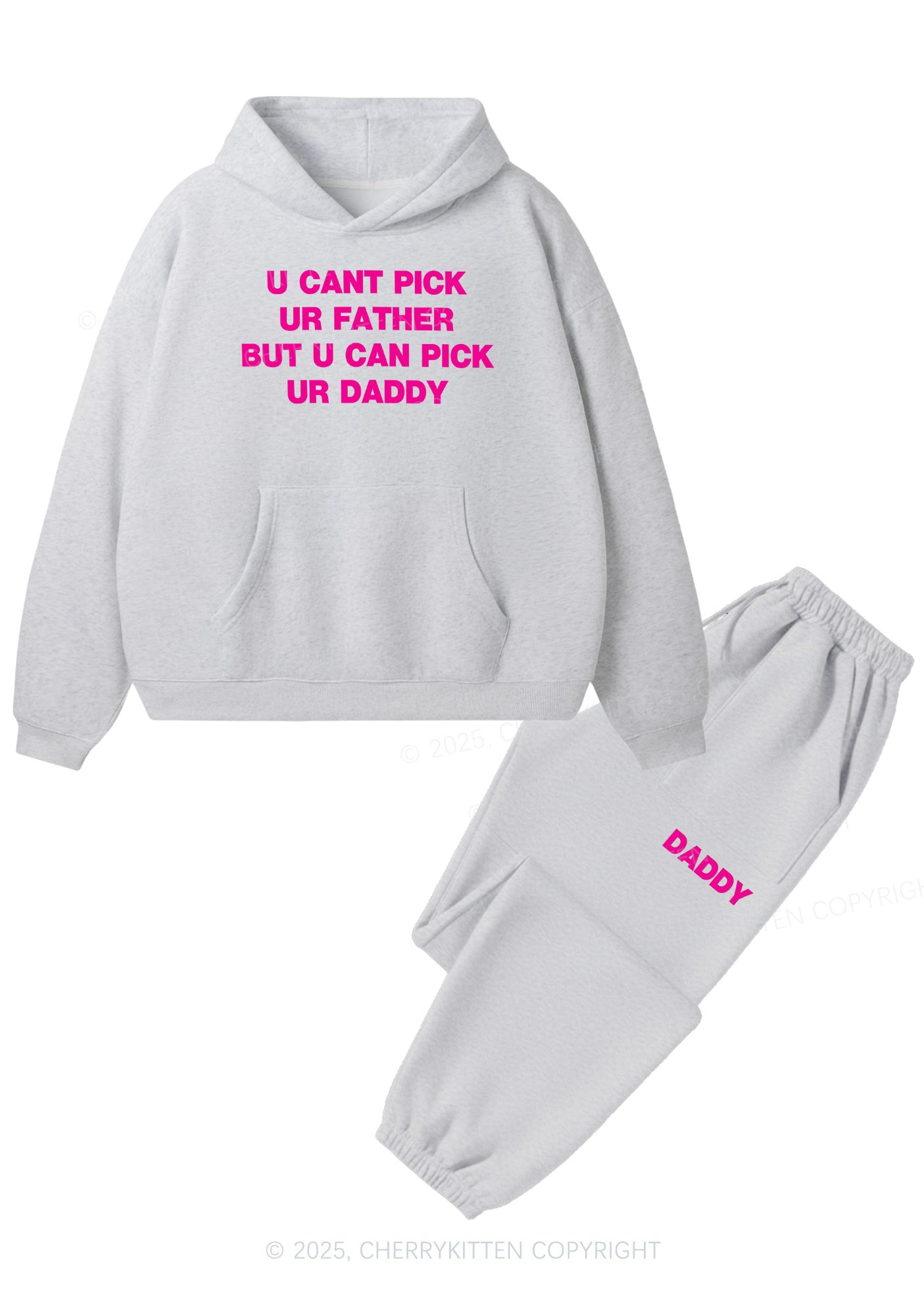 U Can Pick Ur Daddy Y2K Fleece Hoodie Set Cherrykitten