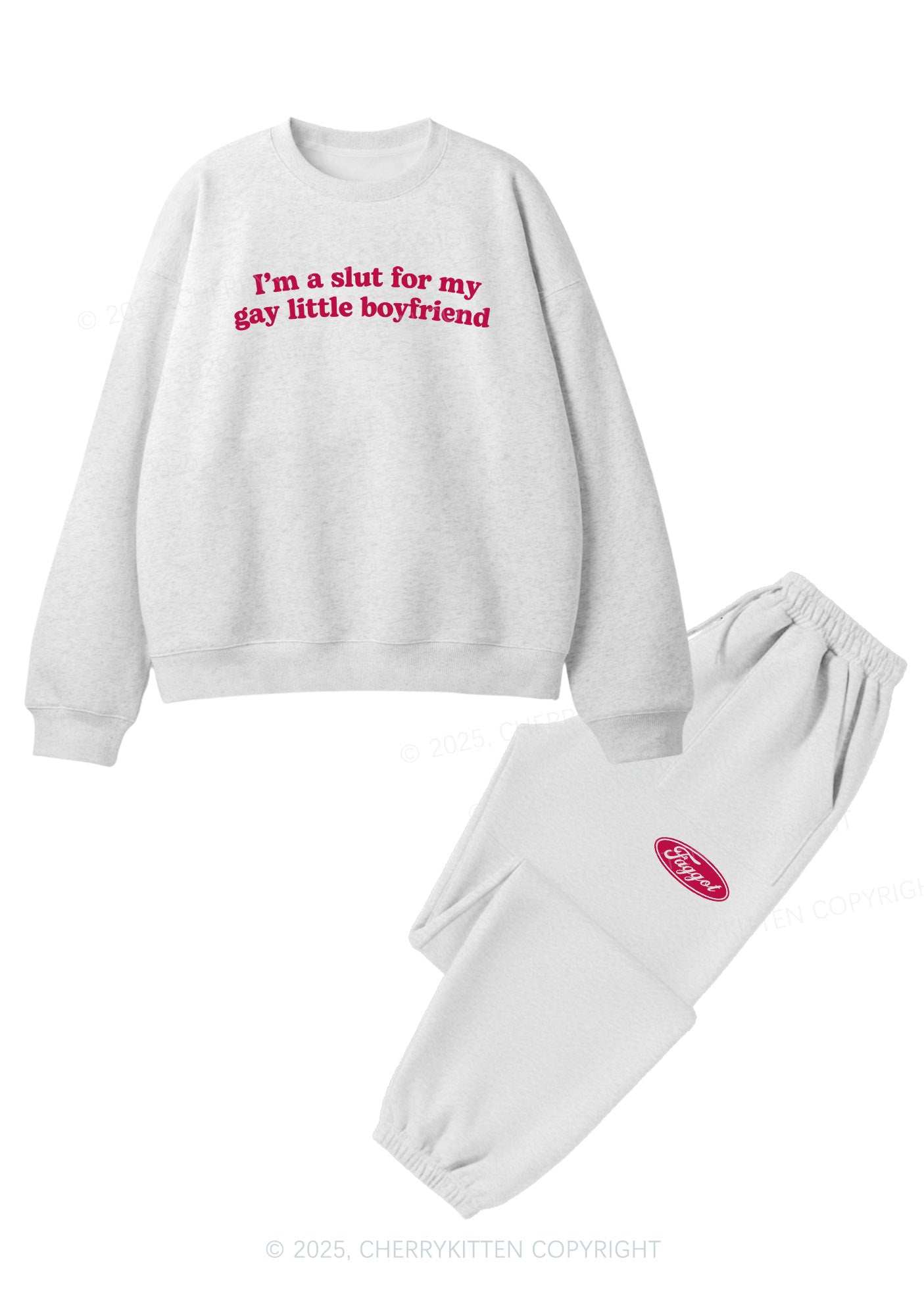 Slxt For My Gay BF Y2K Fleece Sweatshirts Set Cherrykitten