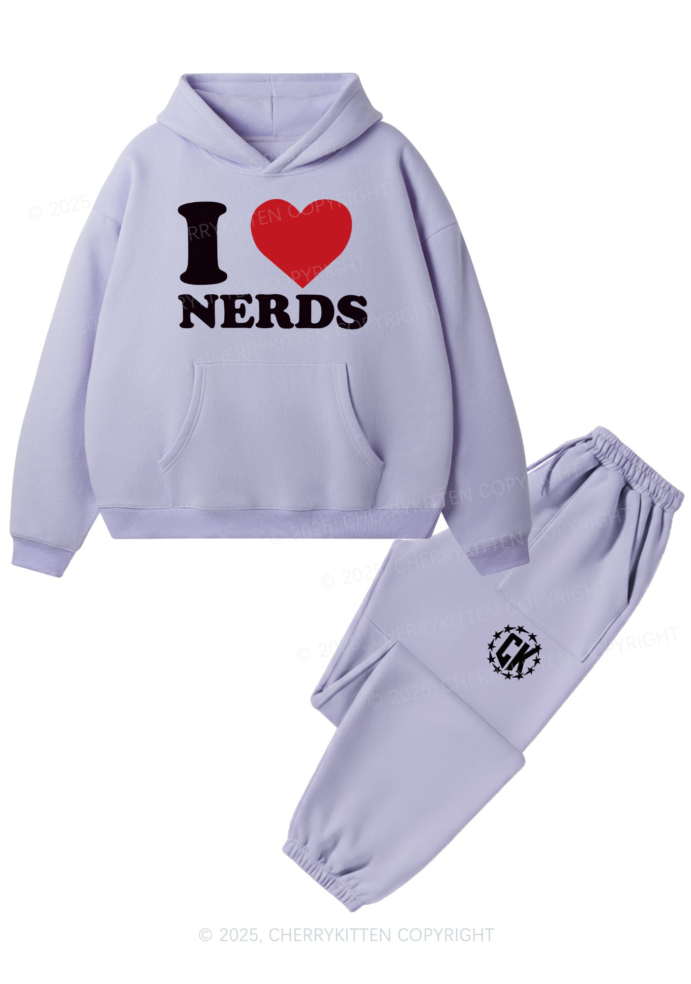 I Love Nerds Y2K Fleece Hoodie Set Cherrykitten