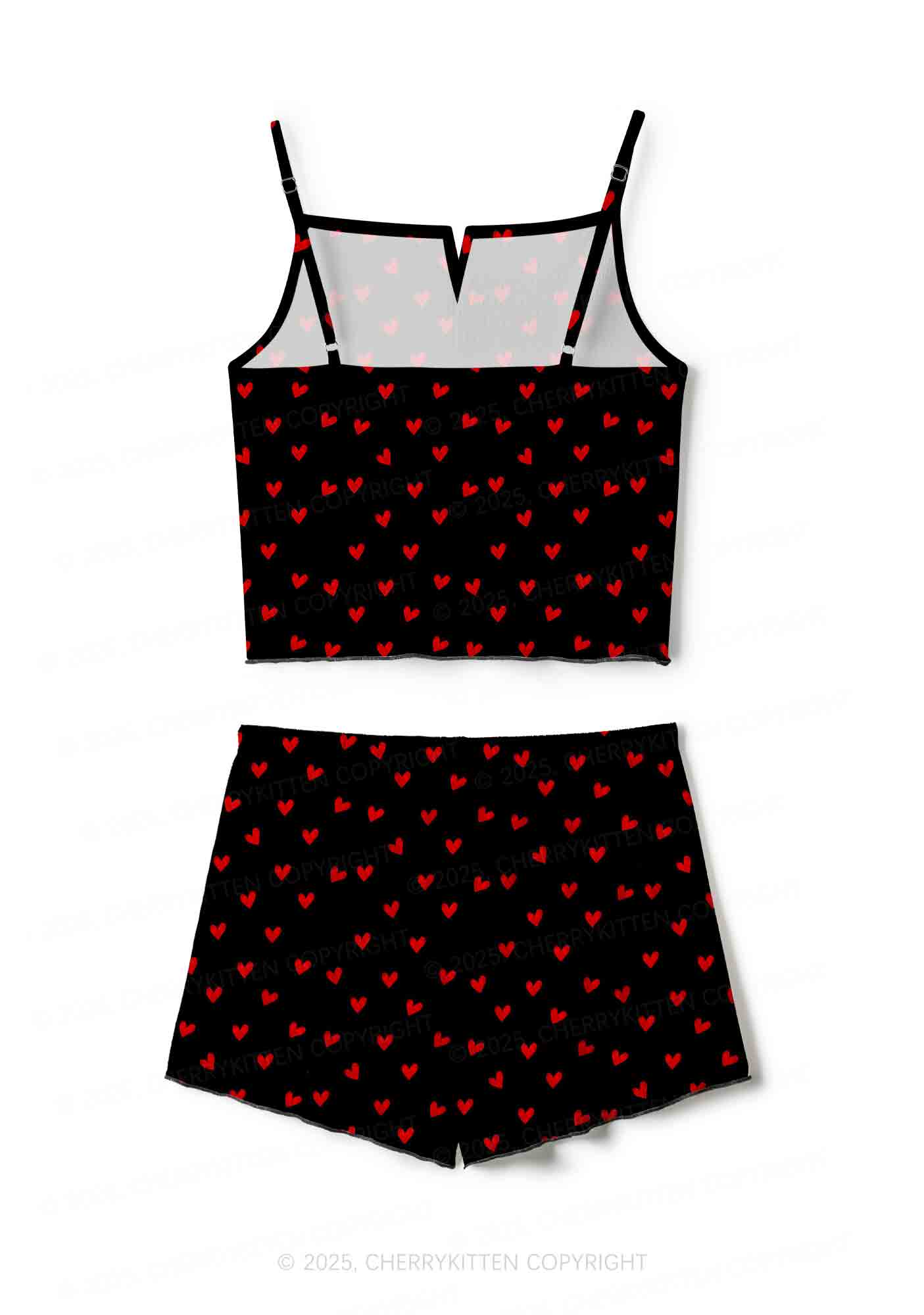 Hearts Fly Valentine's Day Y2K Print Cami Shorts Pajama Set Cherrykitten