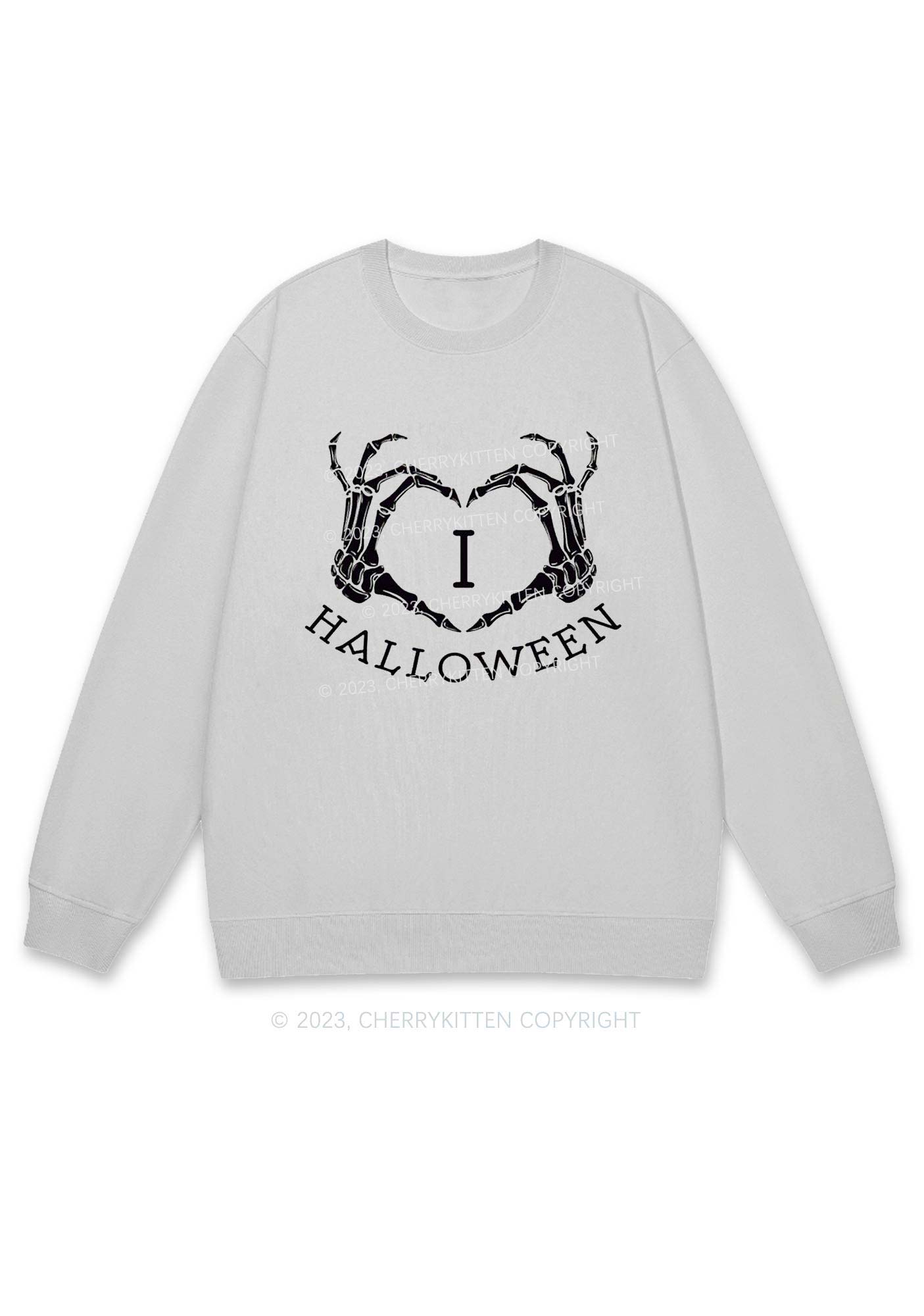 Skeleton I Love Halloween Y2K Sweatshirt Cherrykitten